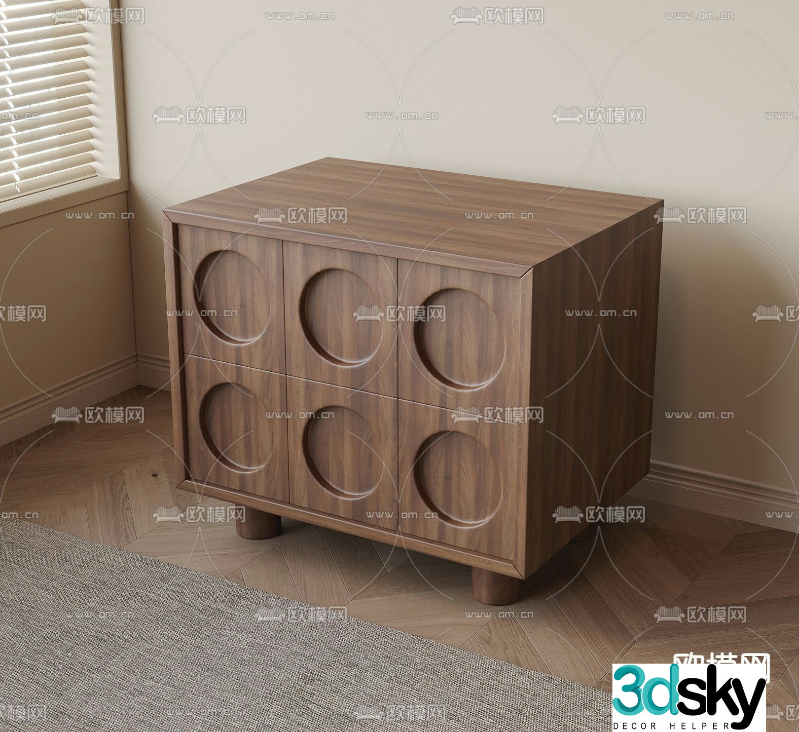Medieval style bedside table 3d model