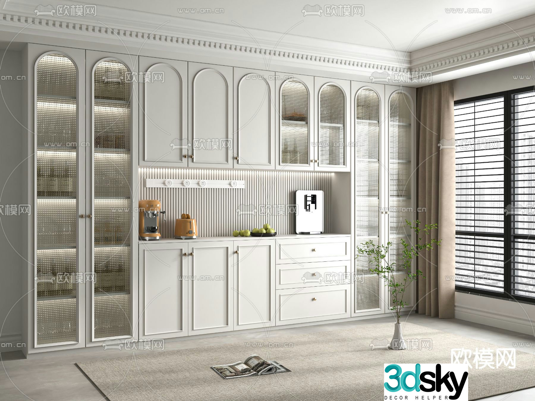 Jane European wine cabinet sideboard storage cabinet 3D model