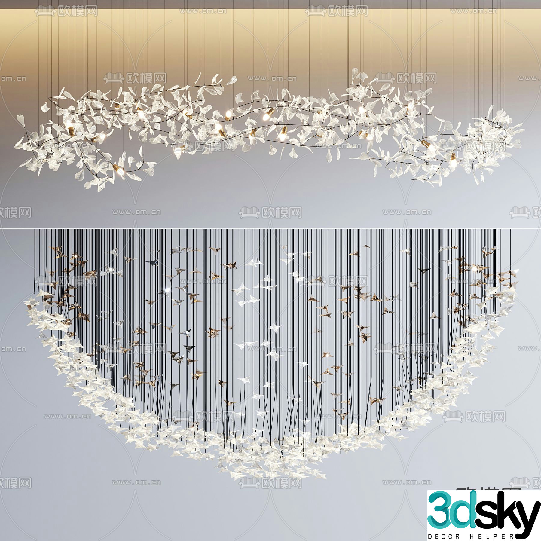 Decorative lamp crystal chandelier lobby chandelier 3d model