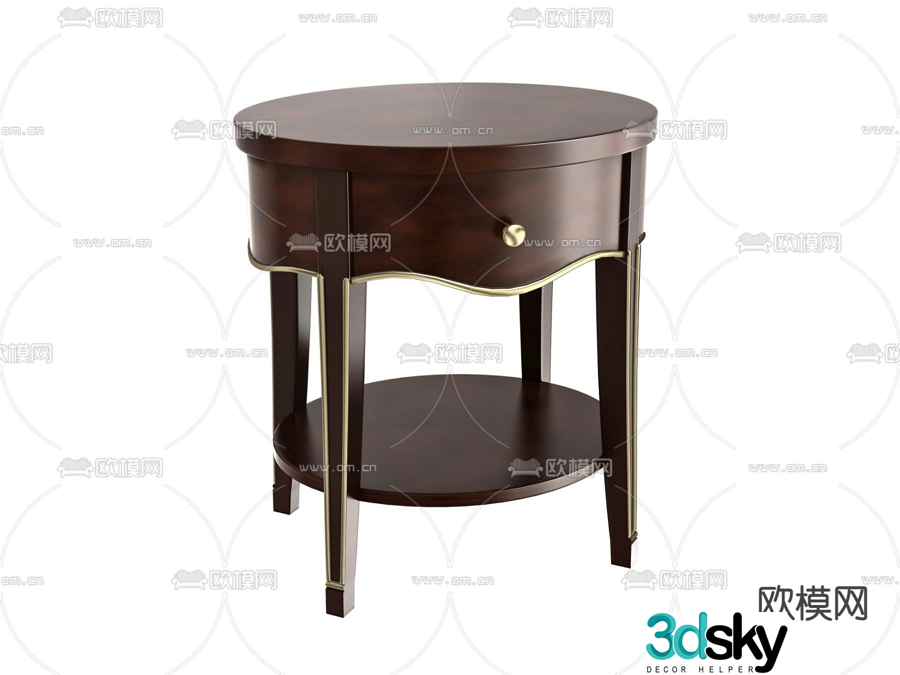 Medieval style bedside table 3d model