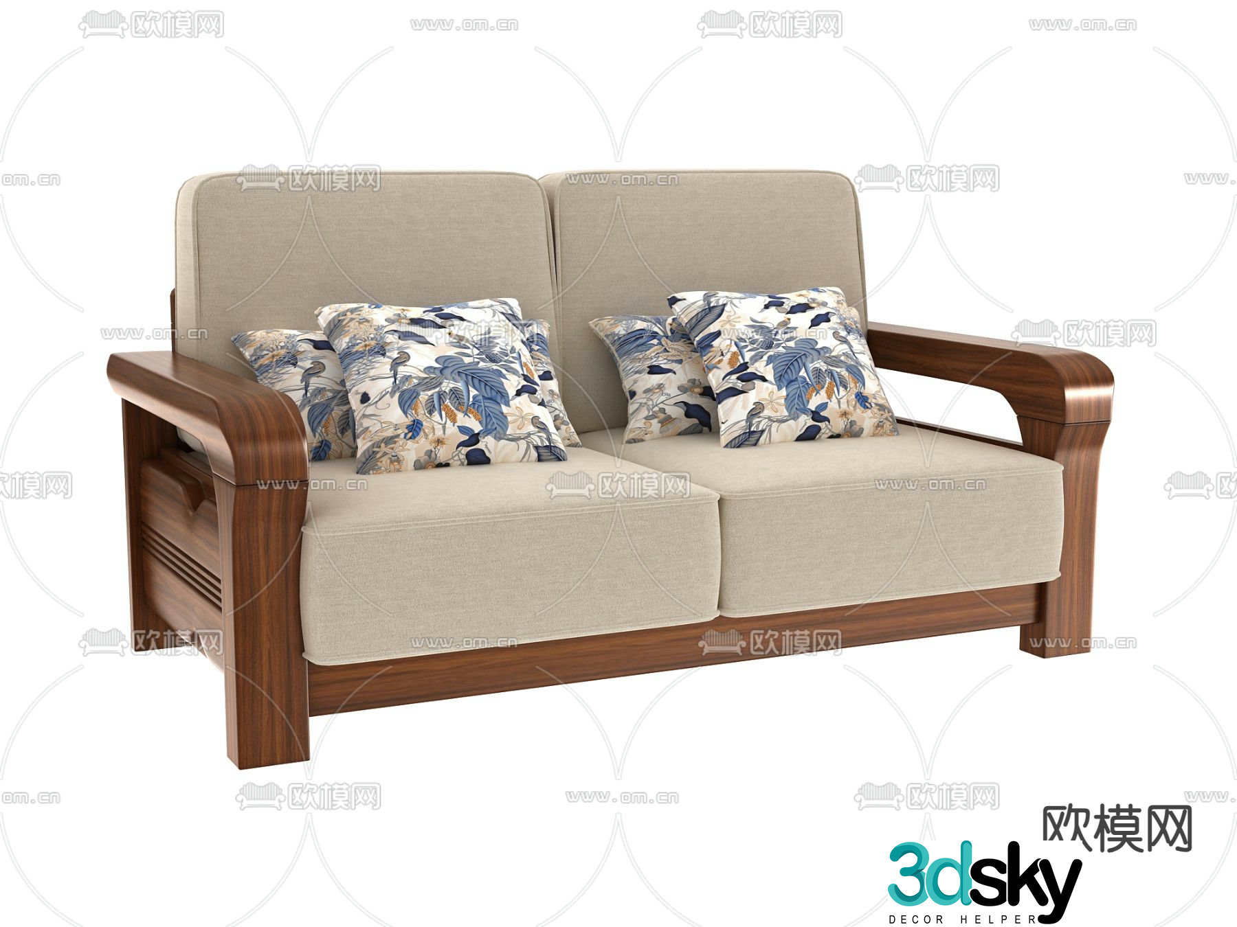 Double sofa upholstered sofa 3d model