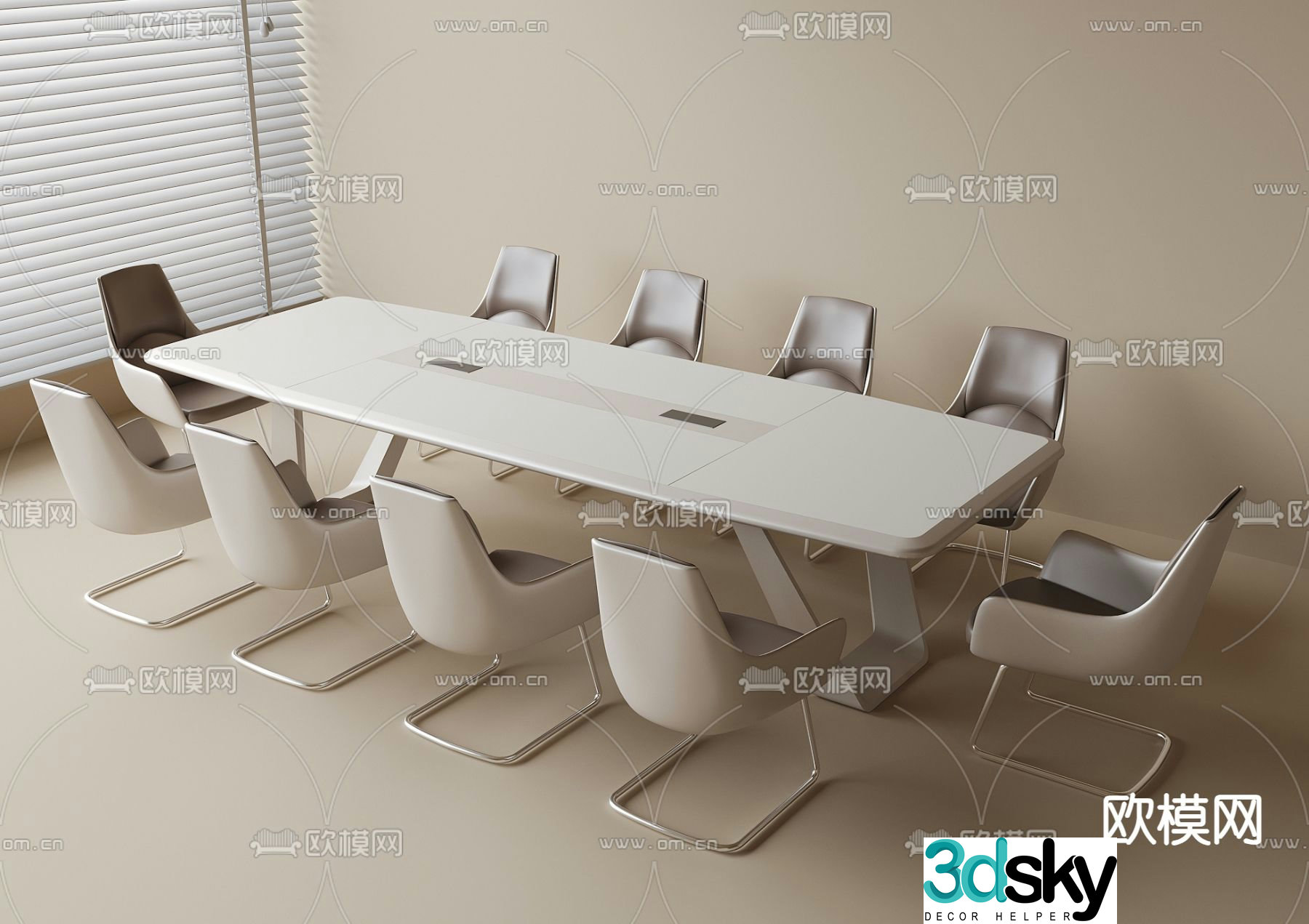 Modern conference table and chairs conference table 3d model