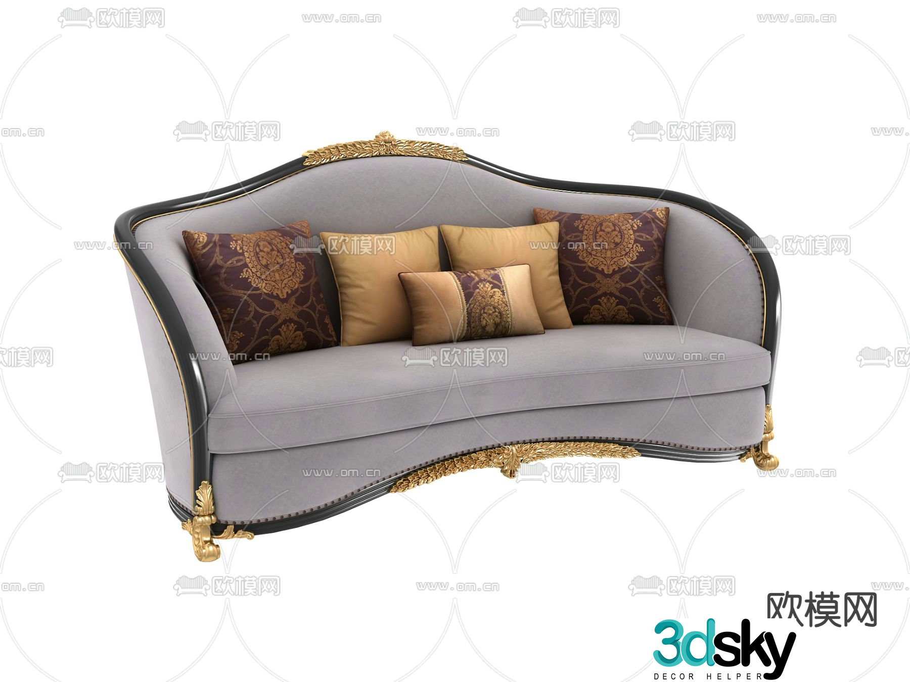 French multi-seater sofa 3d model