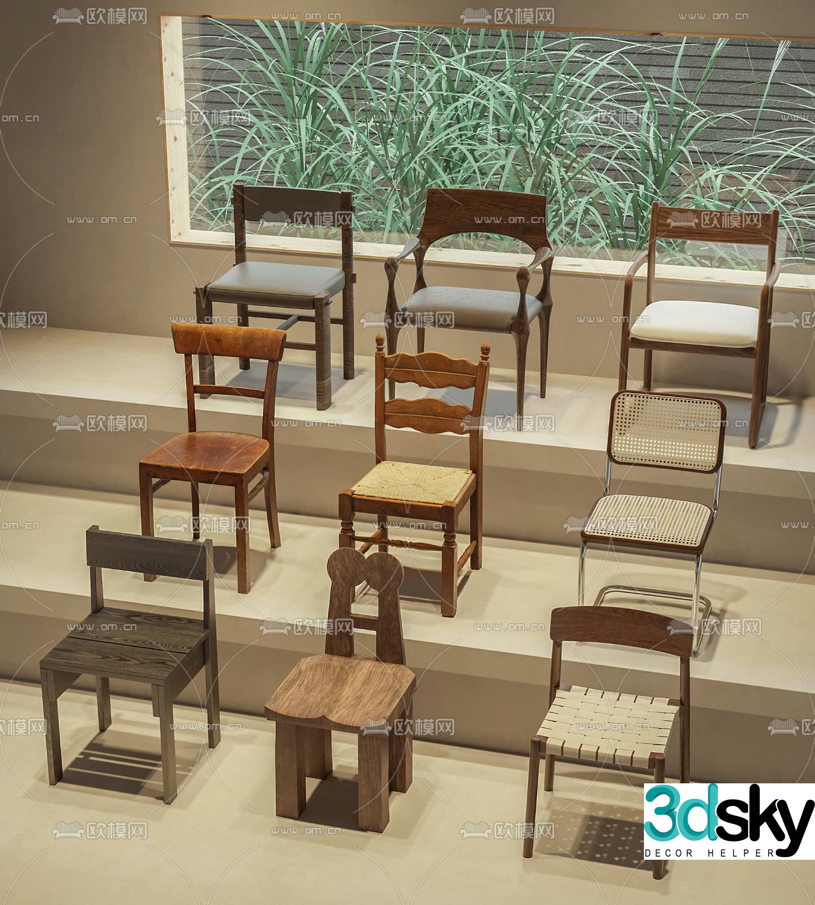 Medieval style chair leisure chair 3d model