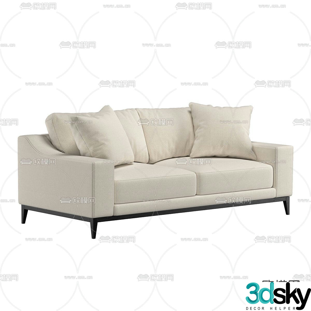 Double sofa upholstered sofa 3d model