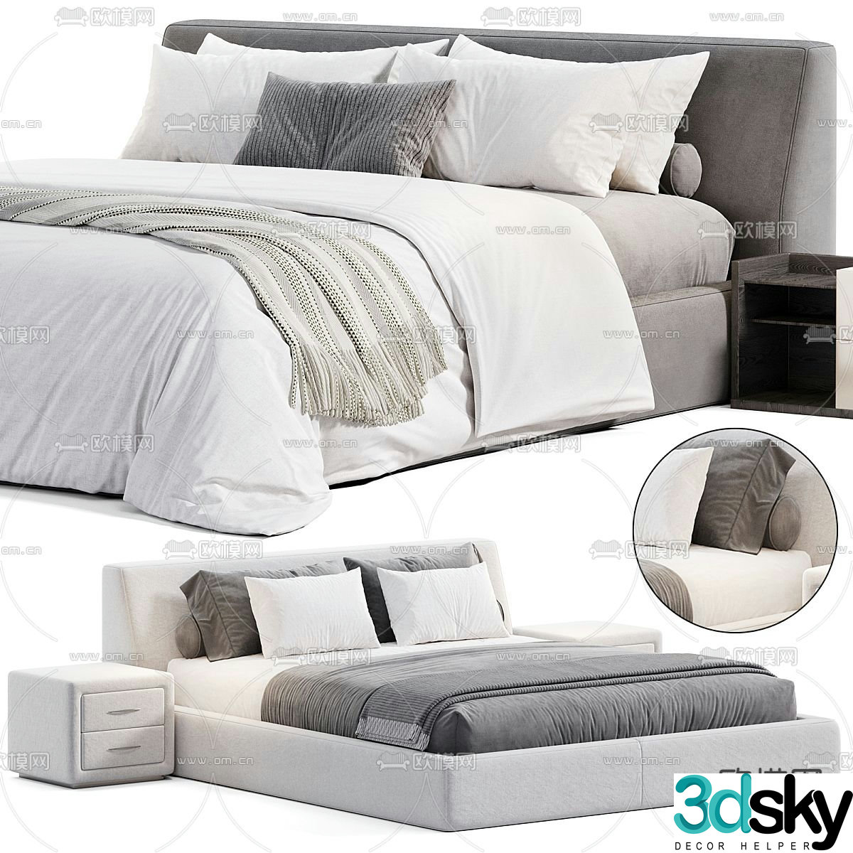 Modern double bed 3d model
