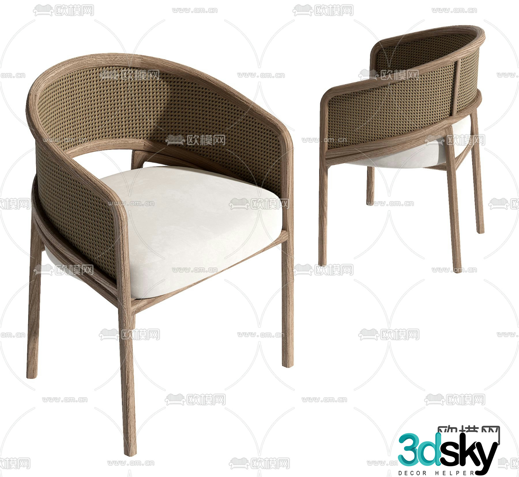 rattan chair dining chair 3d model