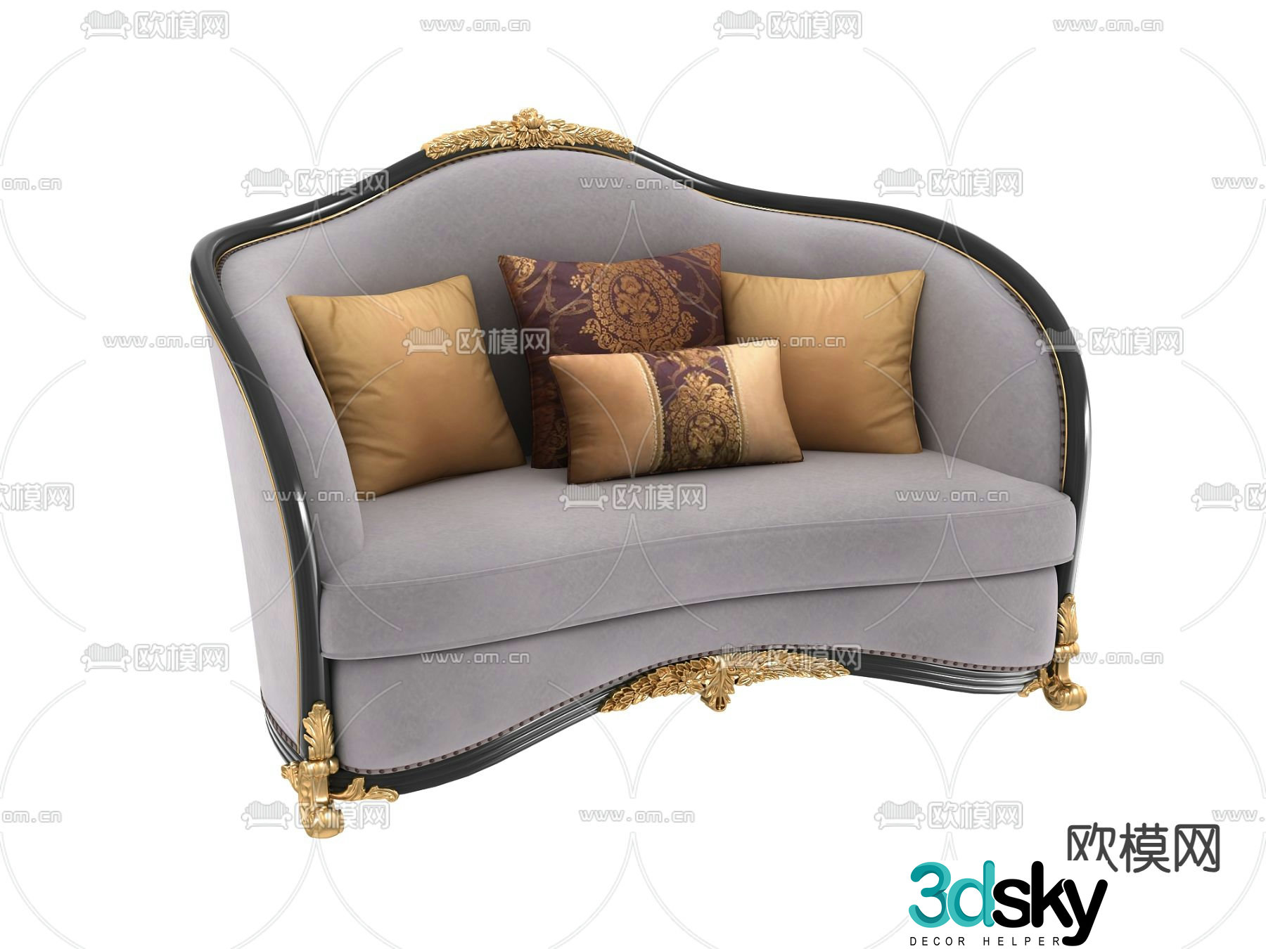 French double sofa 3d model