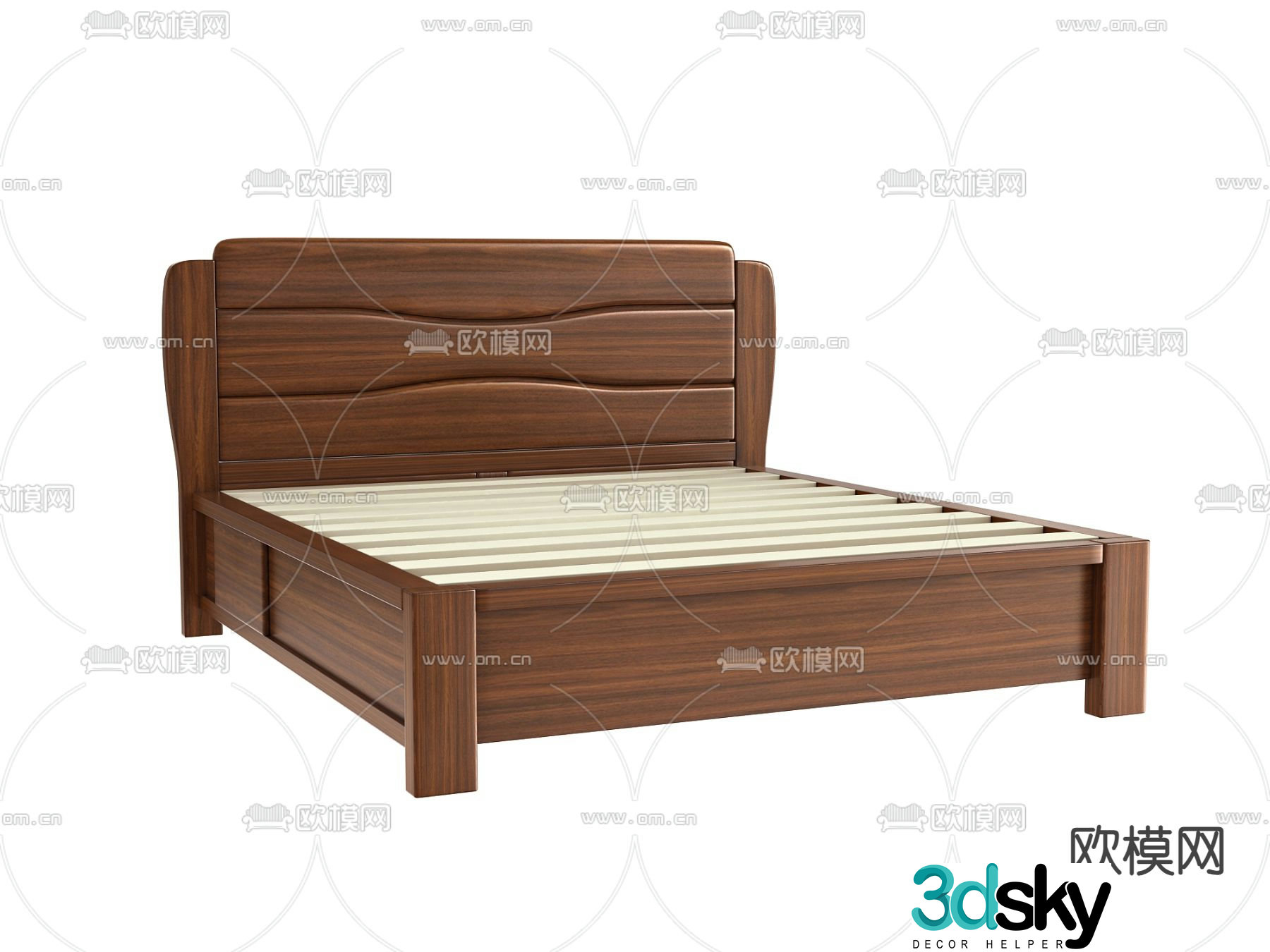 Modern double bed bed frame 3d model
