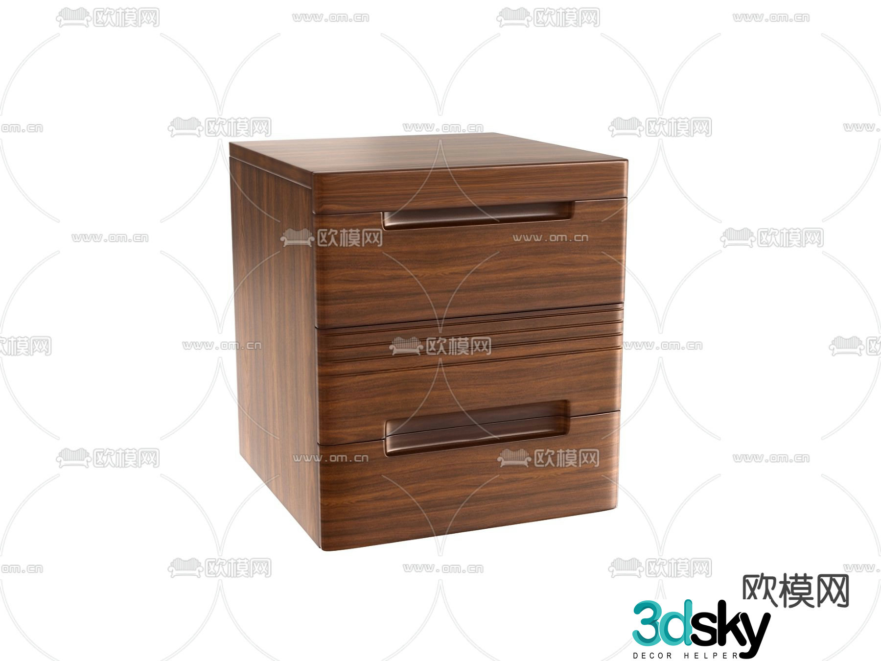 solid wood bedside table 3d model