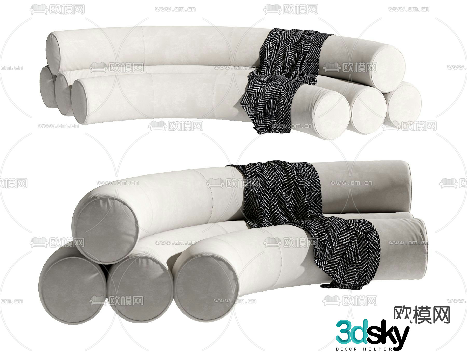 Special shaped sofa curved sofa 3d model