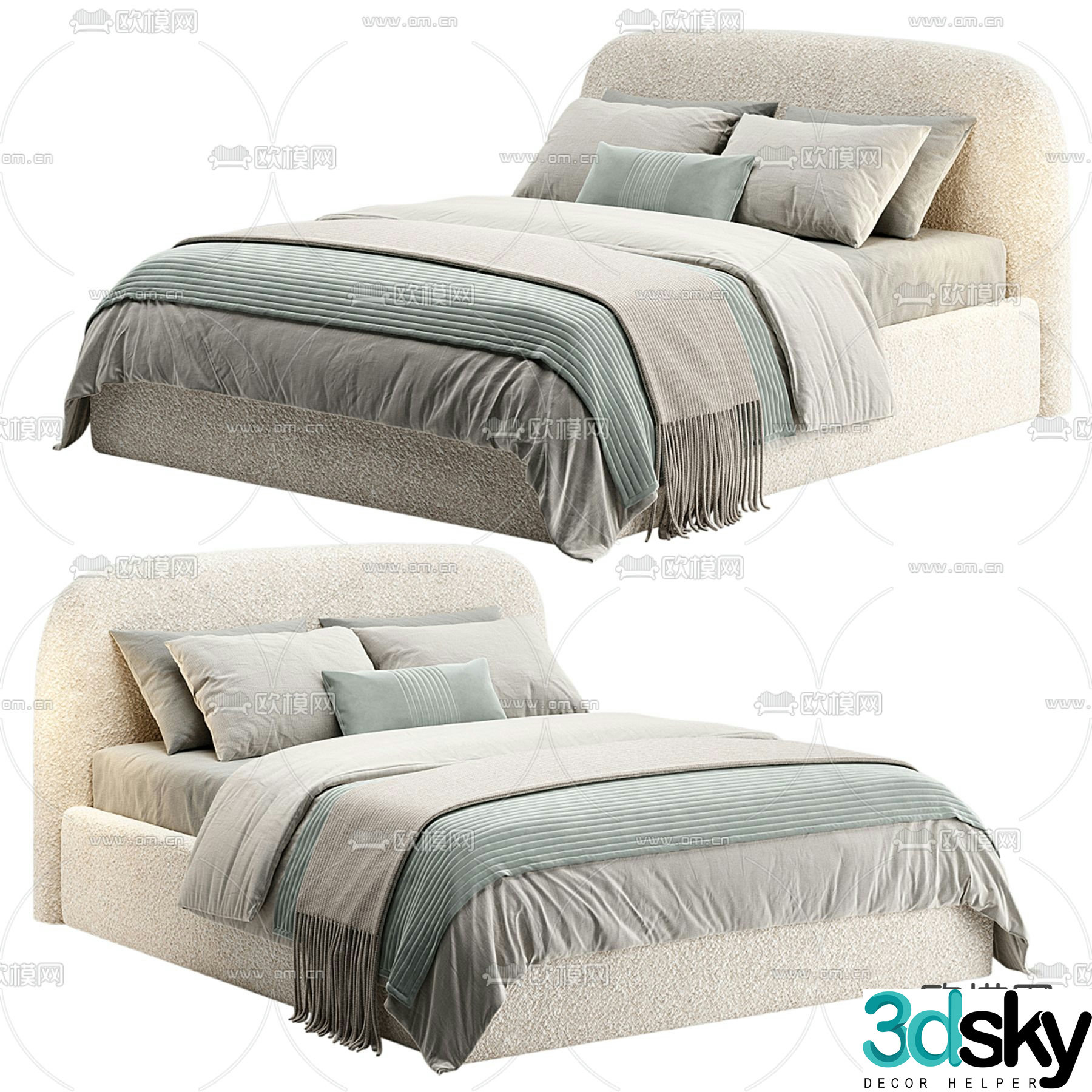 Modern double bed 3d model