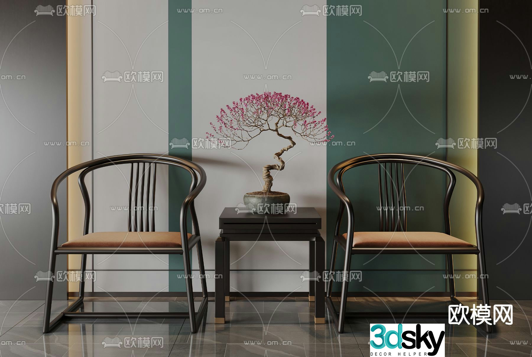 New Chinese style armchair leisure chair 3d model