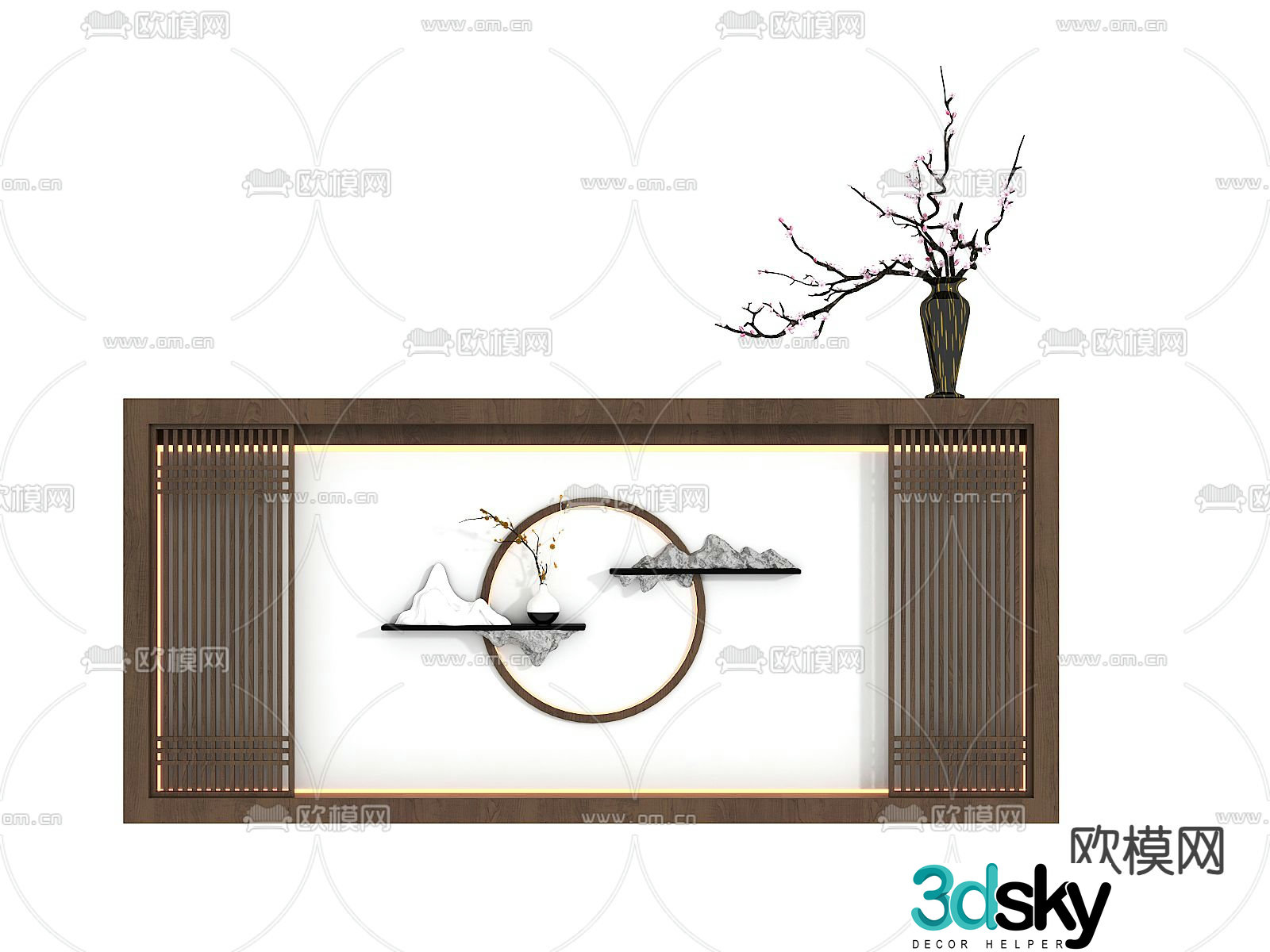 New Chinese style front desk reception desk 3d model