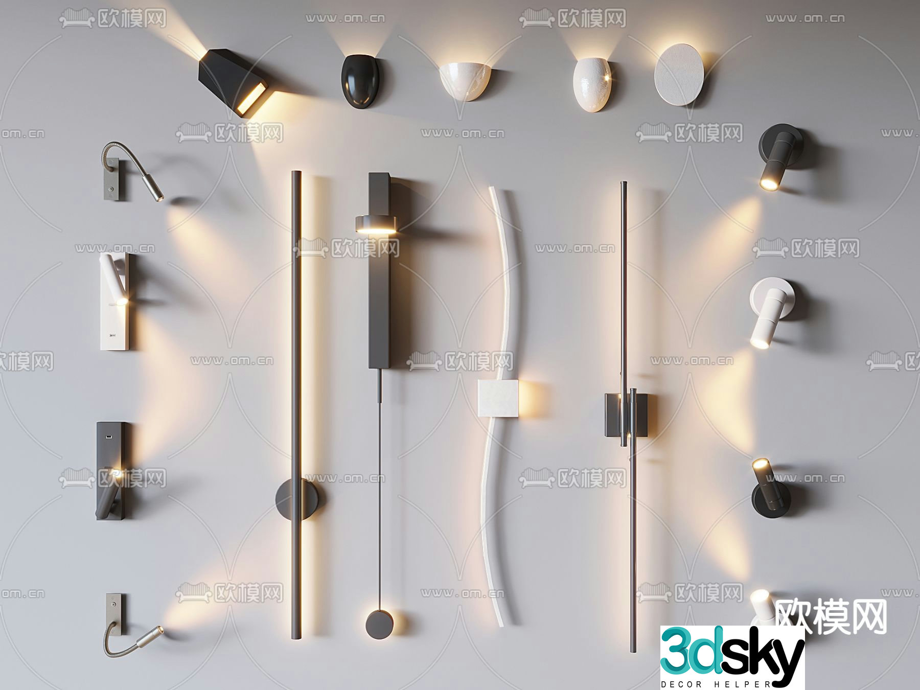 wall lamp reading lamp turning wall lamp 3d model