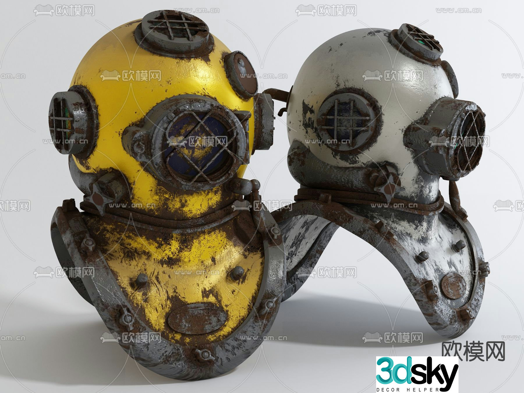 Industrial style helmet gas mask 3d model
