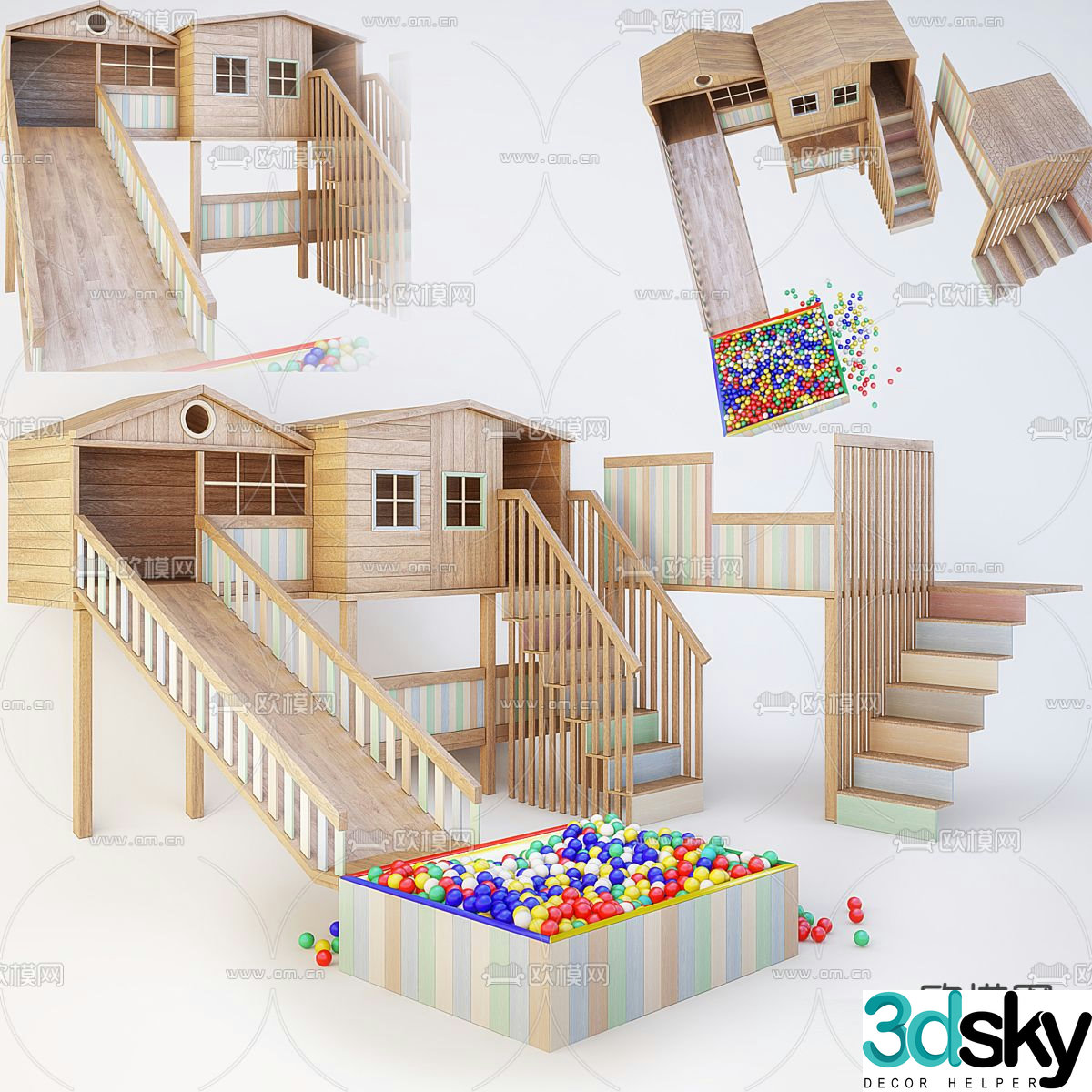 Amusement equipment slide ocean pool 3d model