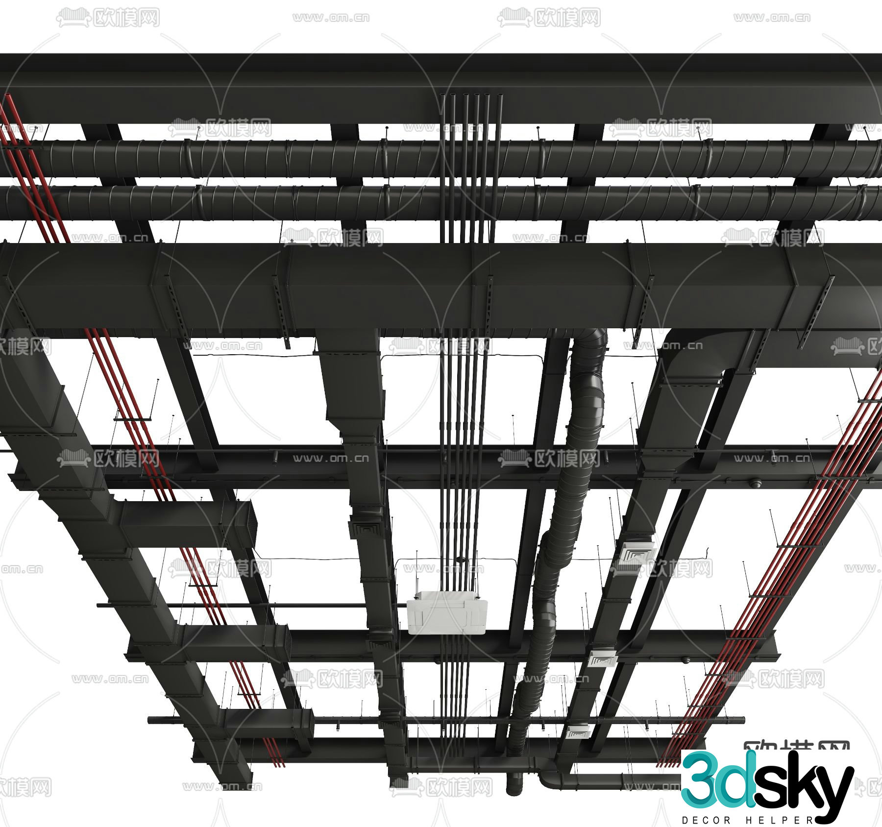 Industrial ventilation duct Ceiling suspended ceiling 3D model