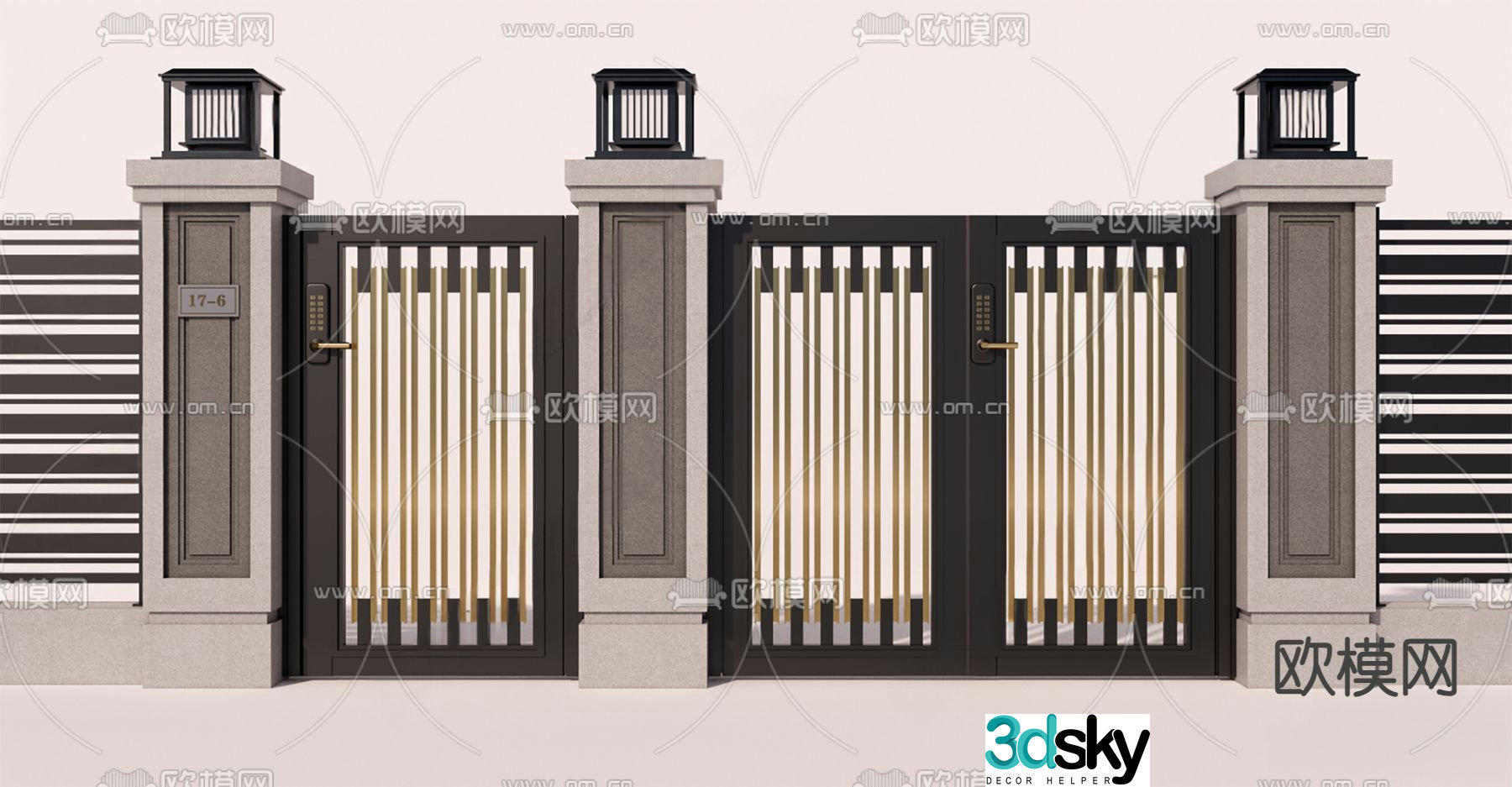 Courtyard gate villa gate 3d model