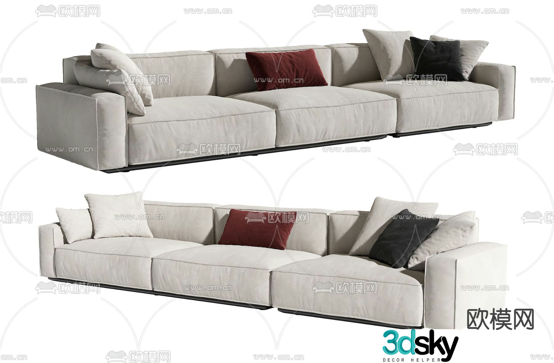 Modern multi-seater sofa 3d model