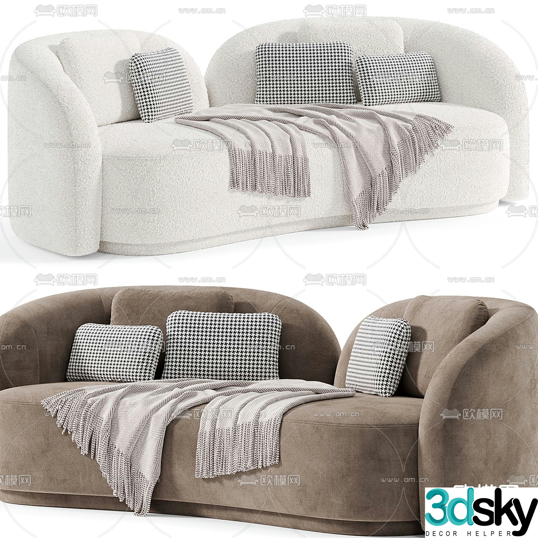 Double sofa upholstered sofa 3d model