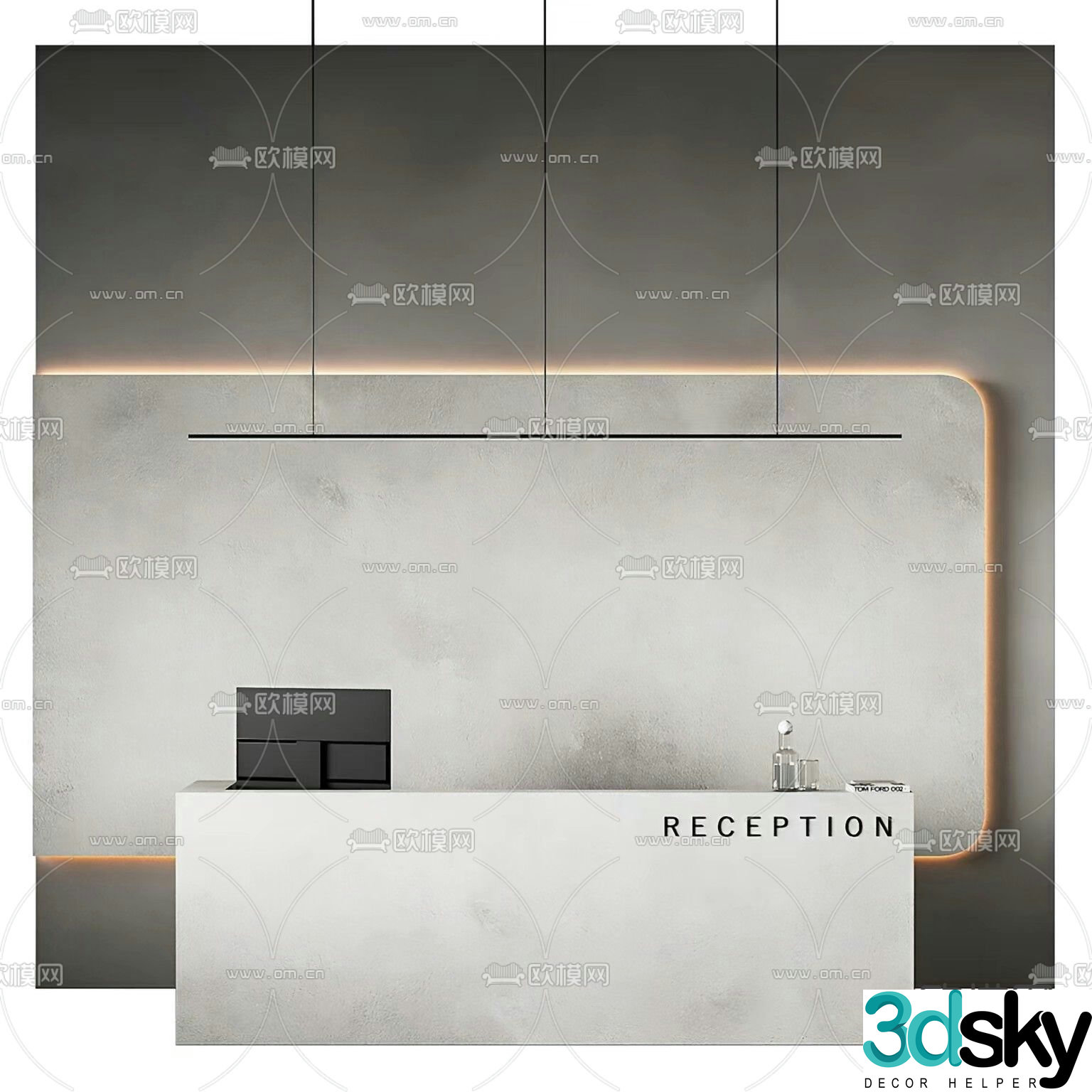 reception desk front desk information desk 3d model