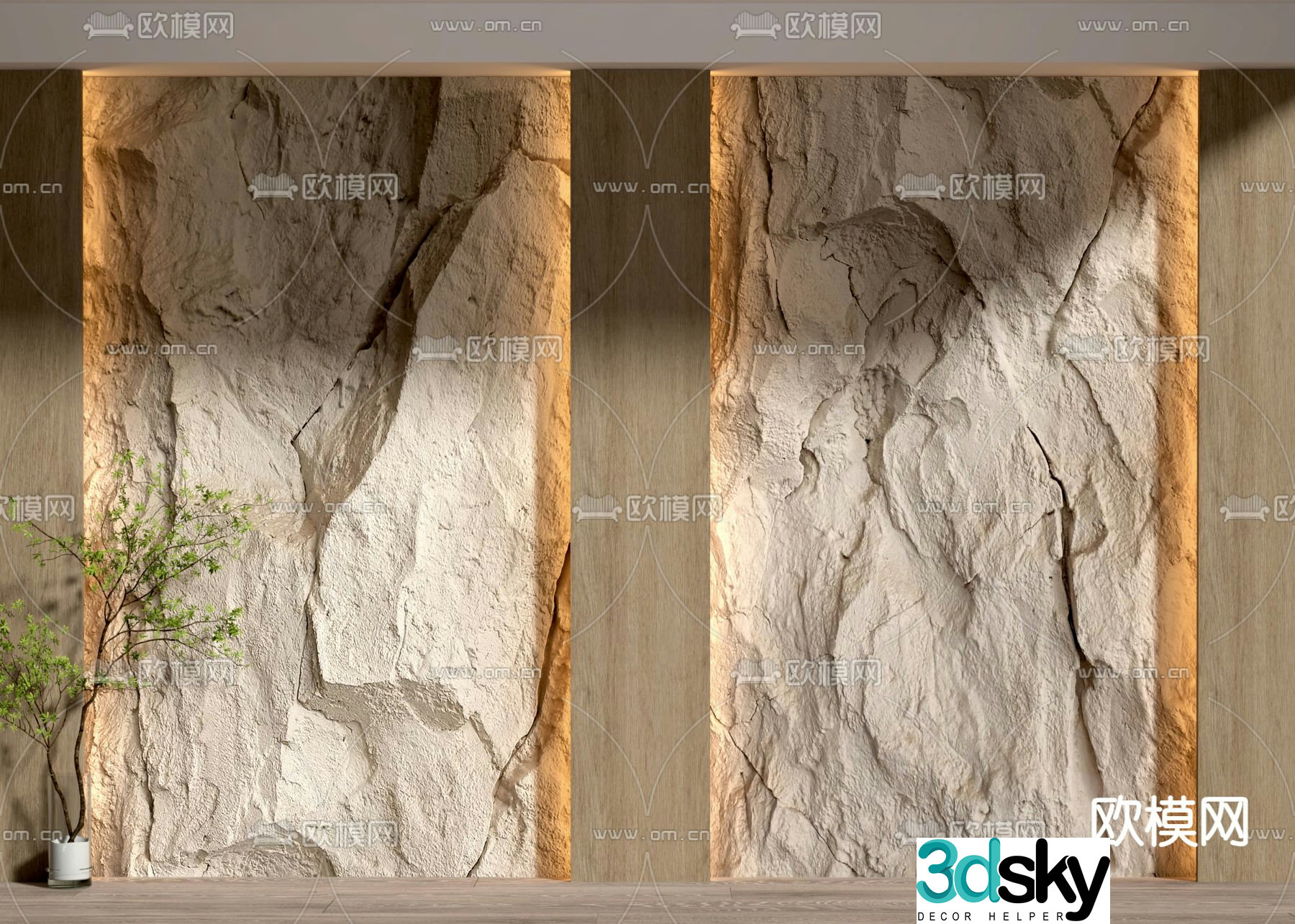 Rock wall Axe-splitting stone wool stone background wall 3d model