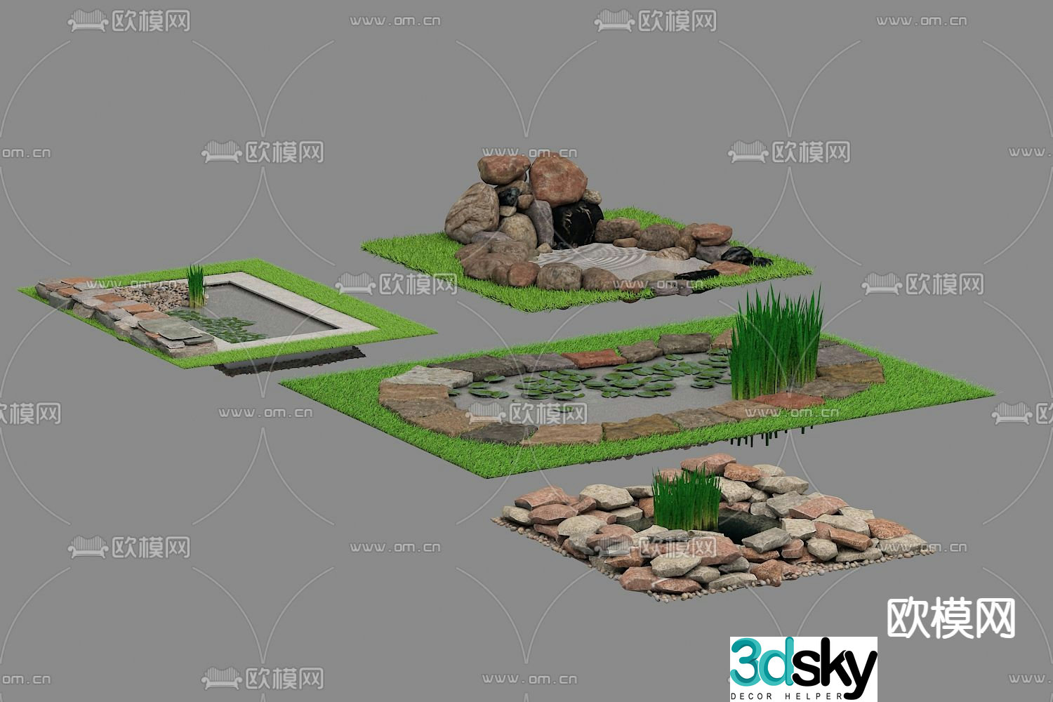 Garden pool 3d model