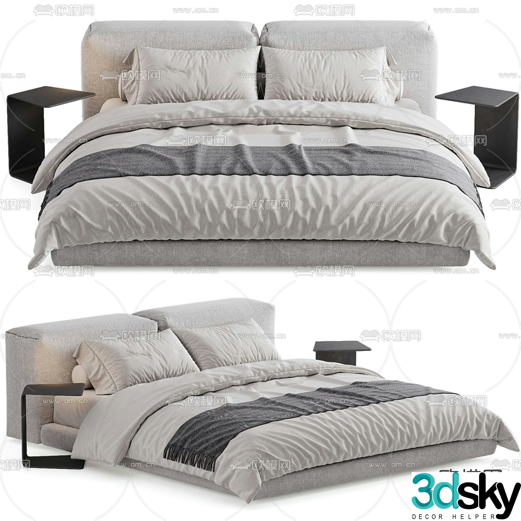 Modern double bed 3d model