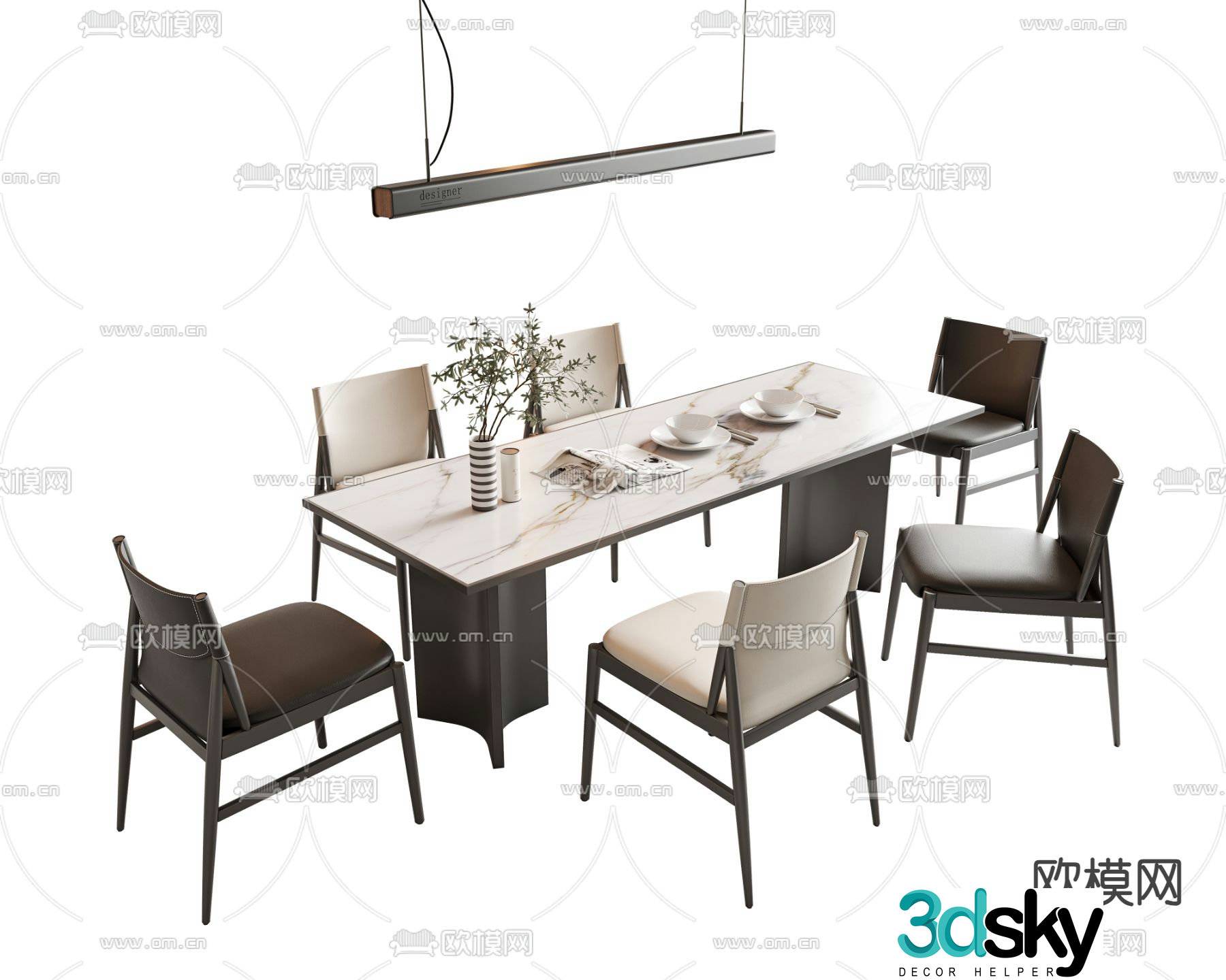 Bar dining table and chairs slate dining table 3d model