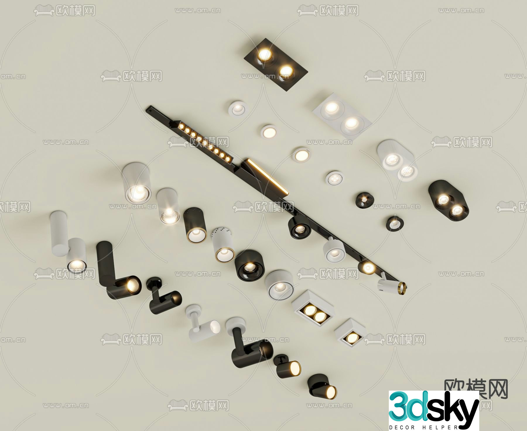 Downlight spotlight track light magnetic light 3d model