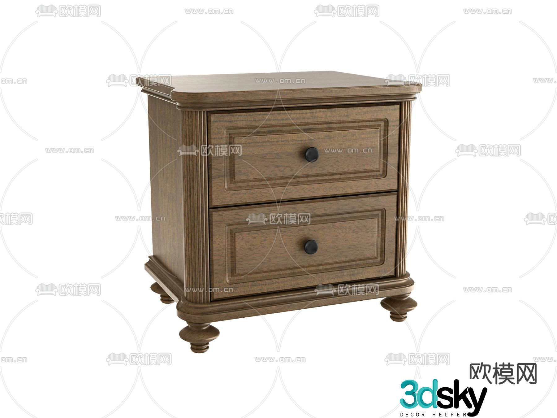 American bedside table 3d model