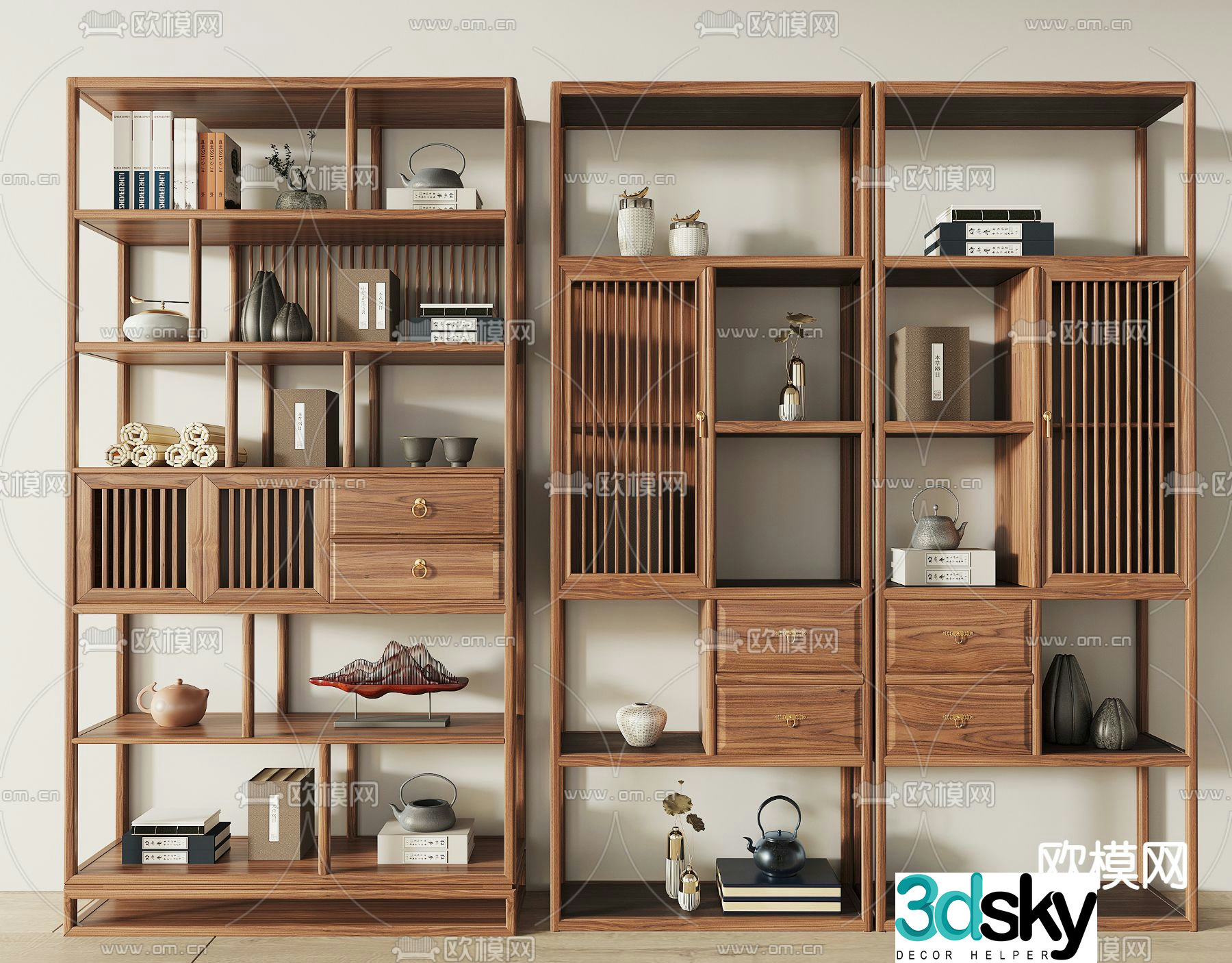 New Chinese style Bogu rack storage rack 3D model
