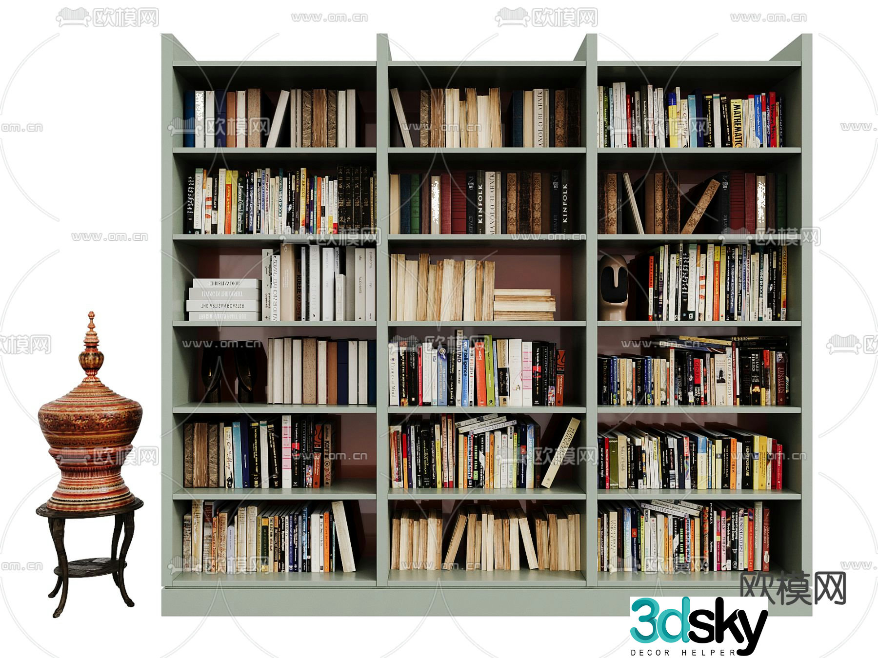 Middle-aged bookcase bookshelf 3D model