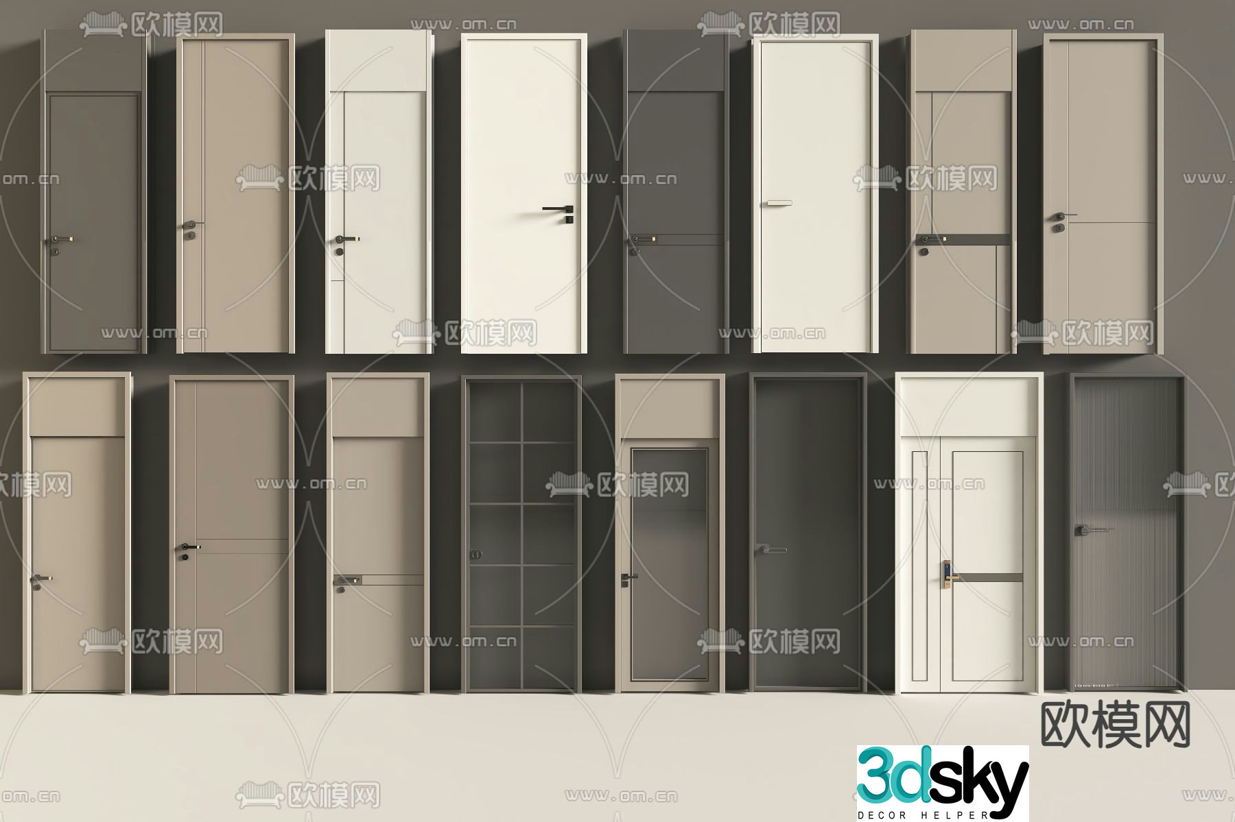 Through-ceiling door room door flat door bedroom door 3d model