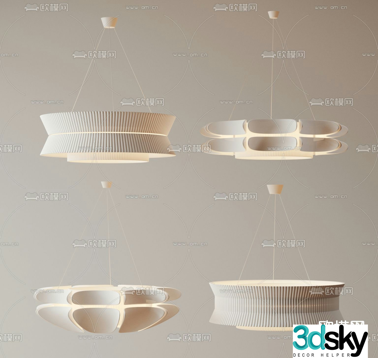 Cream style chandelier restaurant chandelier 3d model