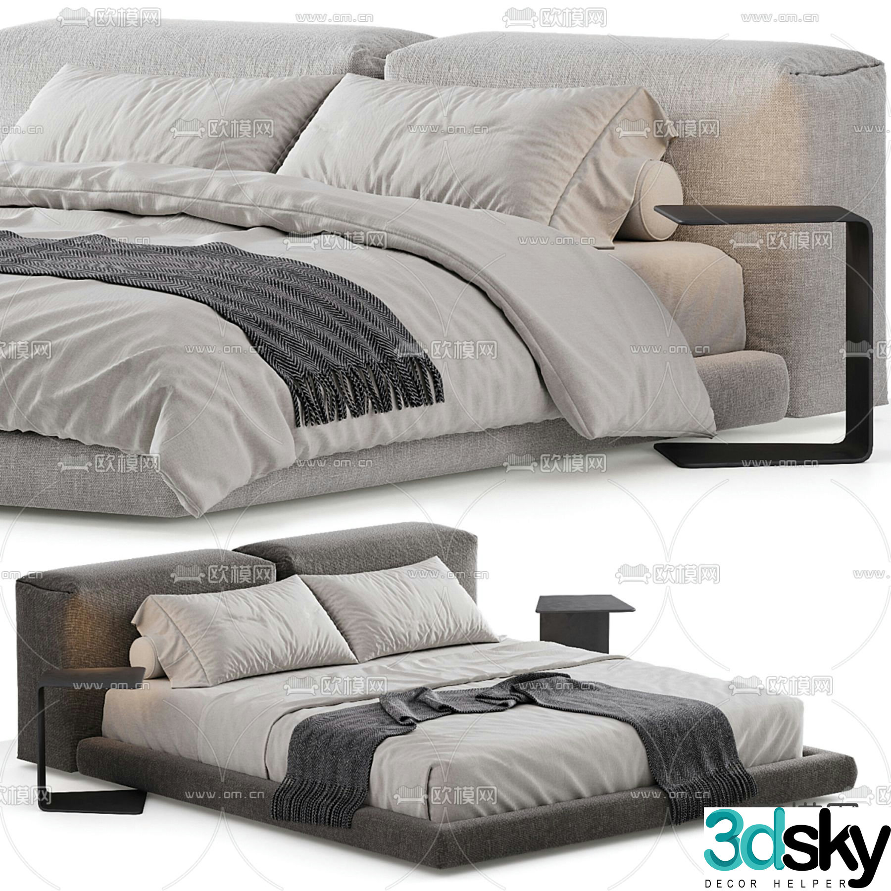 Modern double bed 3d model