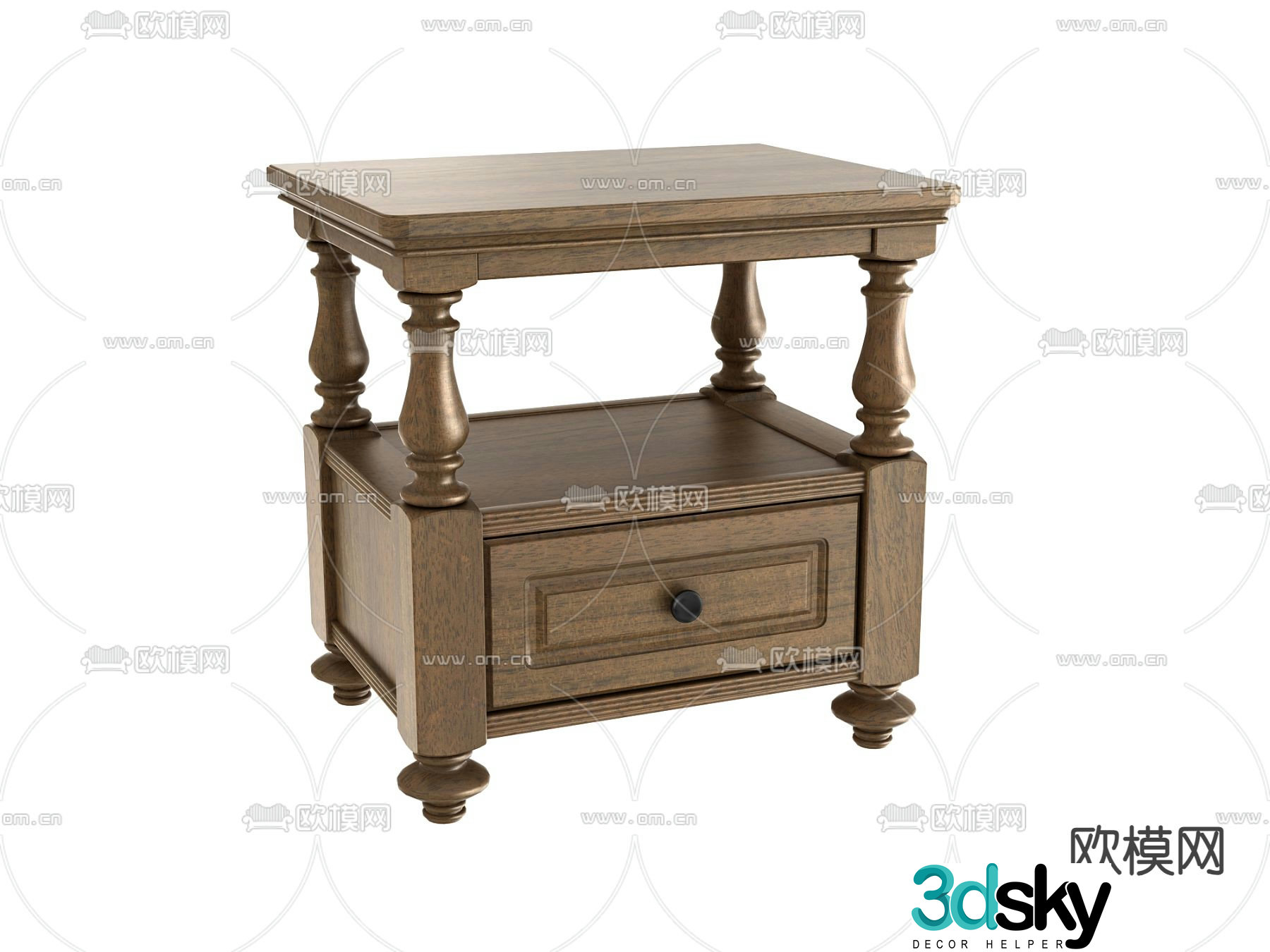 American bedside table 3d model
