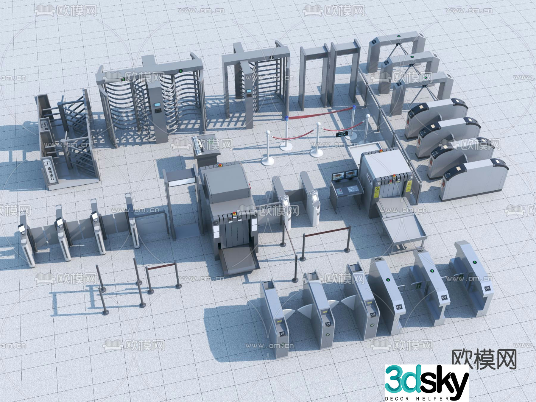Access control machine, passage gate, subway security check 3D model