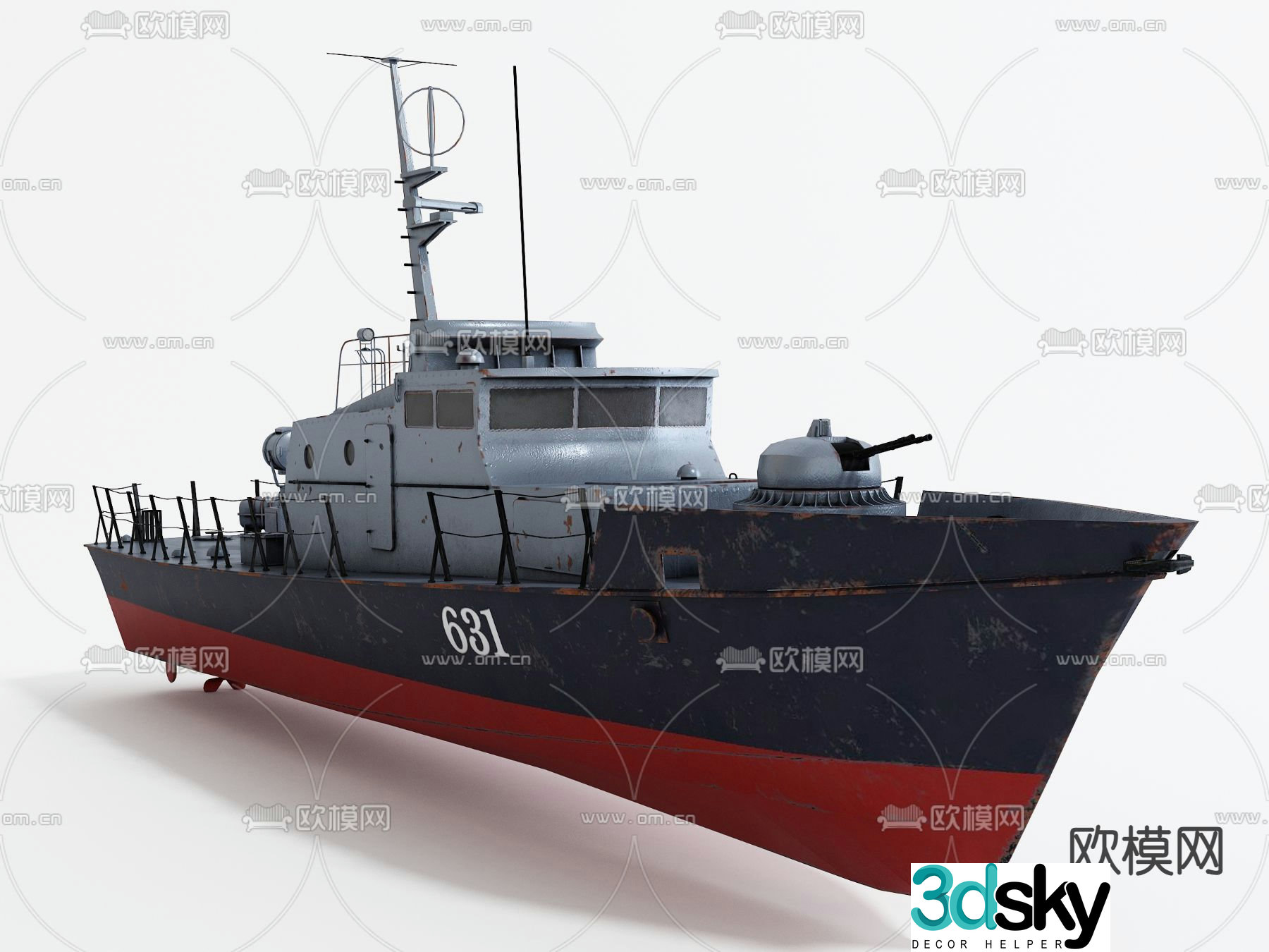 warship patrol frigate 3d model