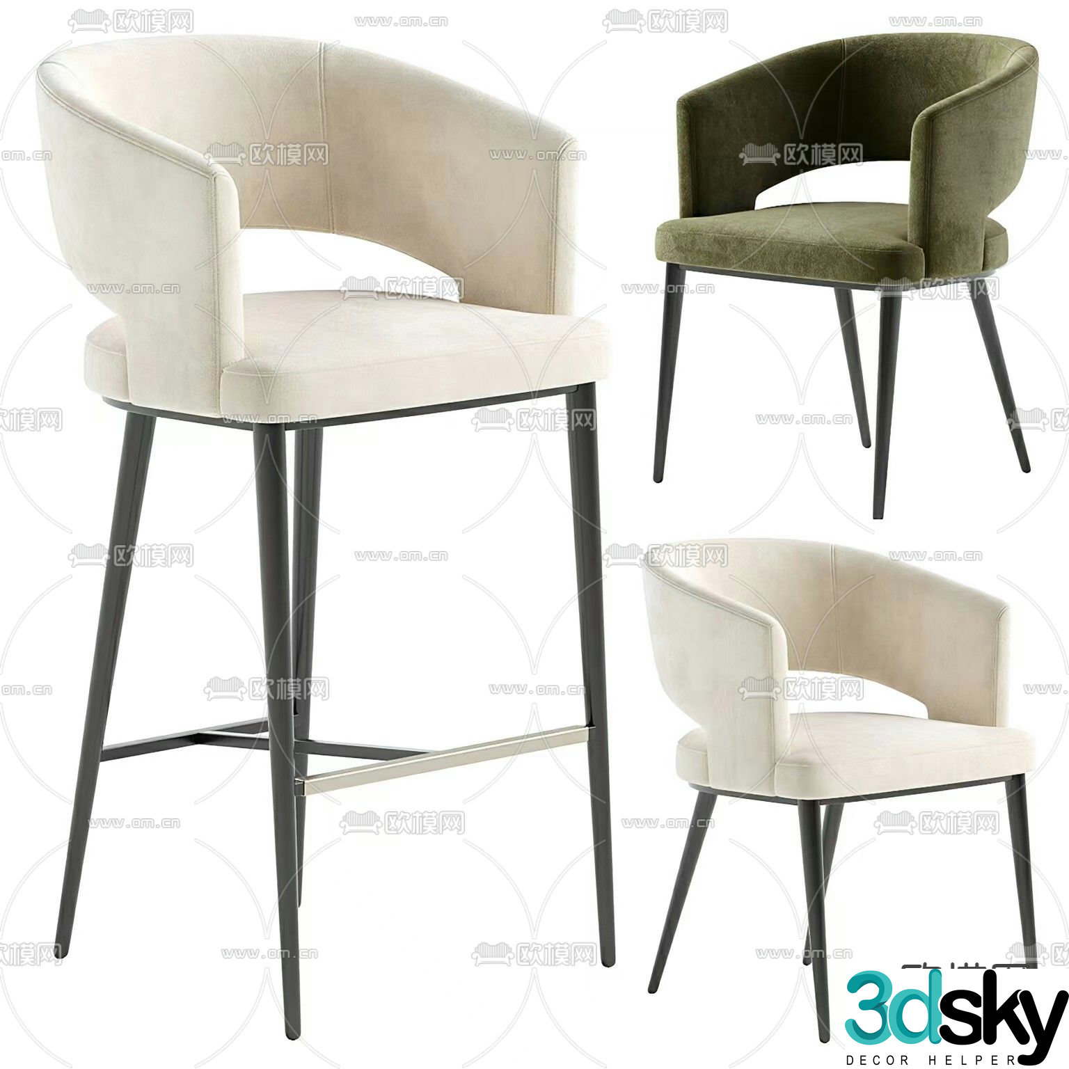 Circa bar stool bar stool high stool 3d model
