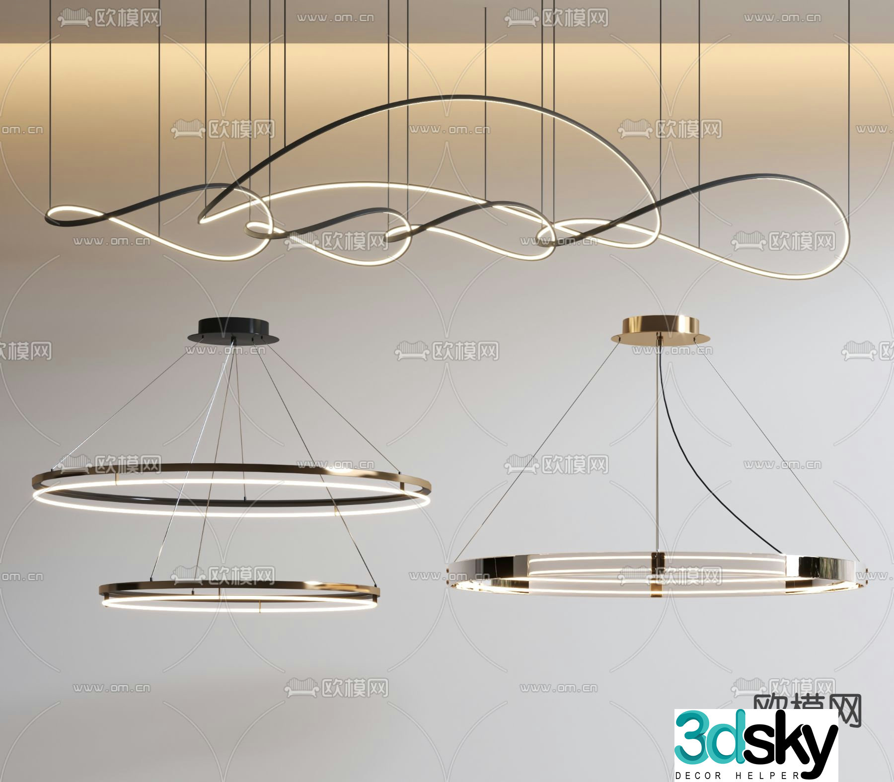 Metal chandelier special-shaped chandelier ring chandelier 3d model