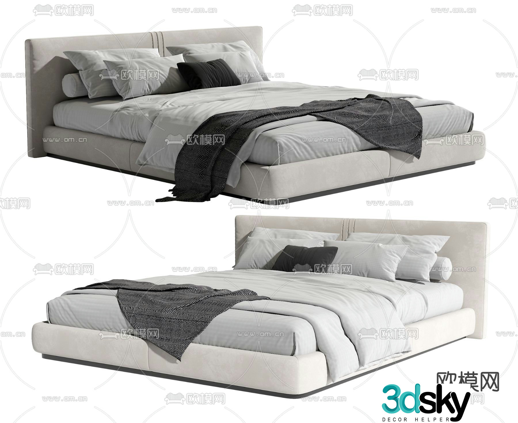 Modern double bed 3d model