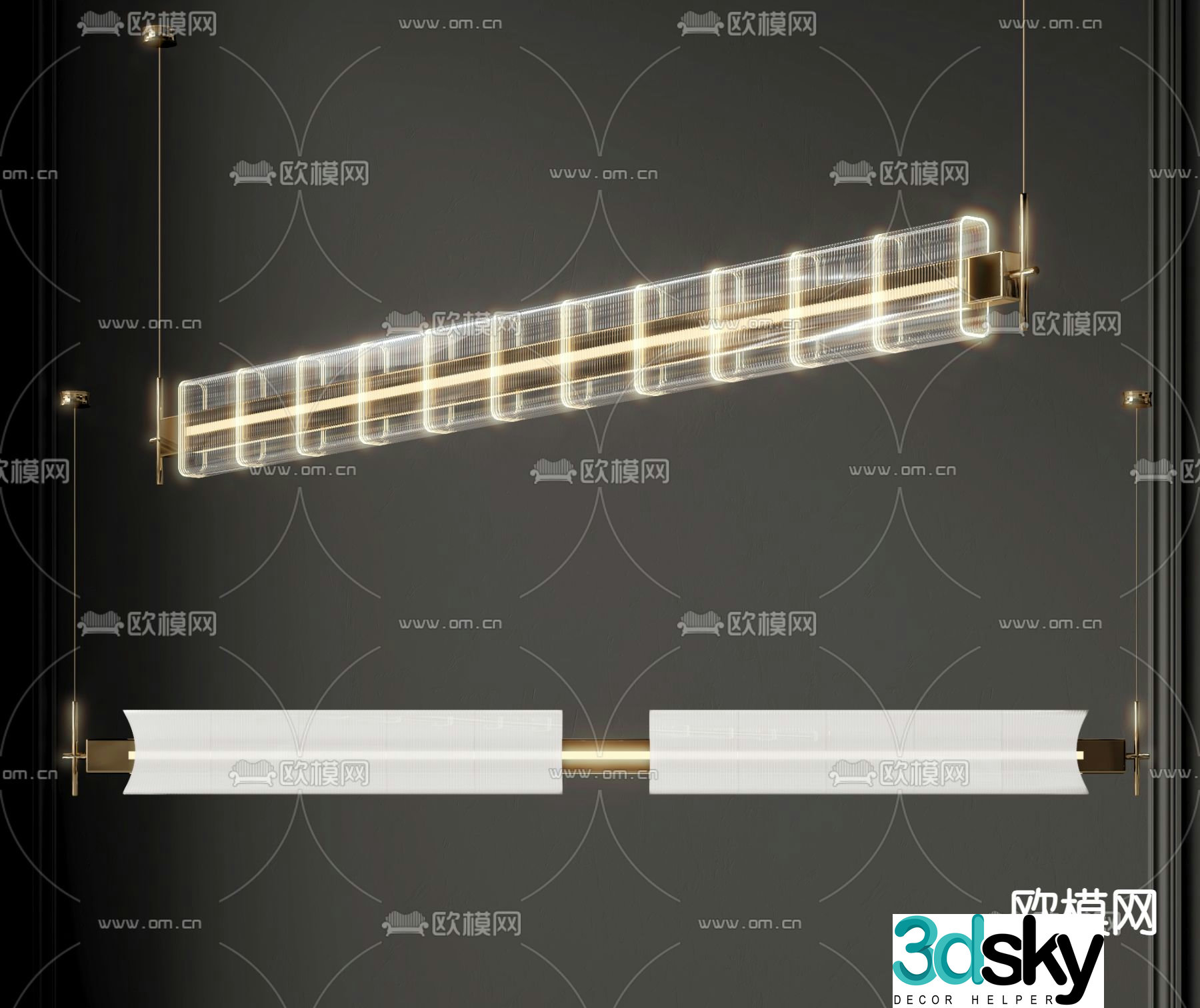 Long chandelier 3d model