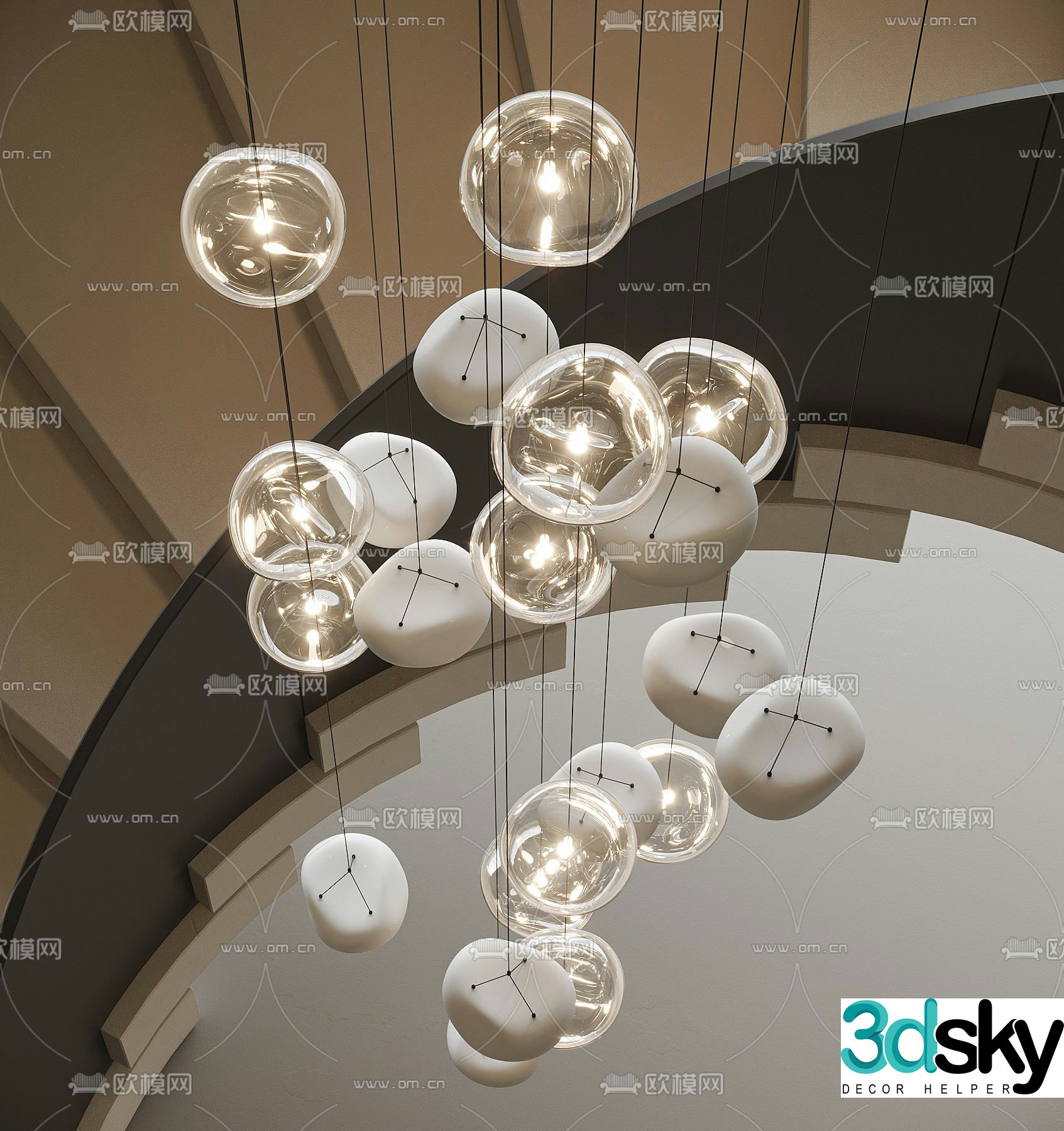 crystal lamp stair chandelier 3d model