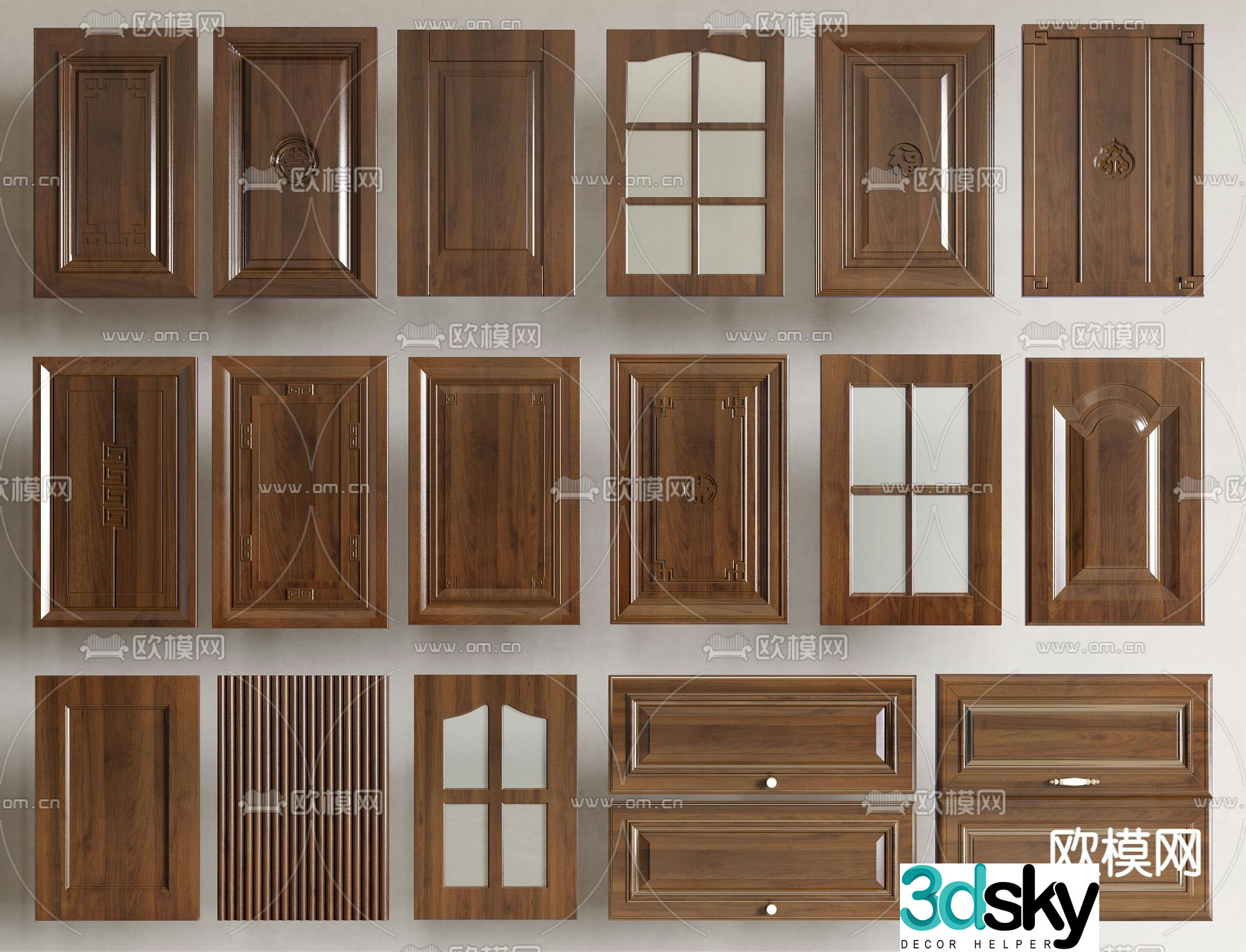 New Chinese style cabinet door door panel cabinet door drawer door 3d model