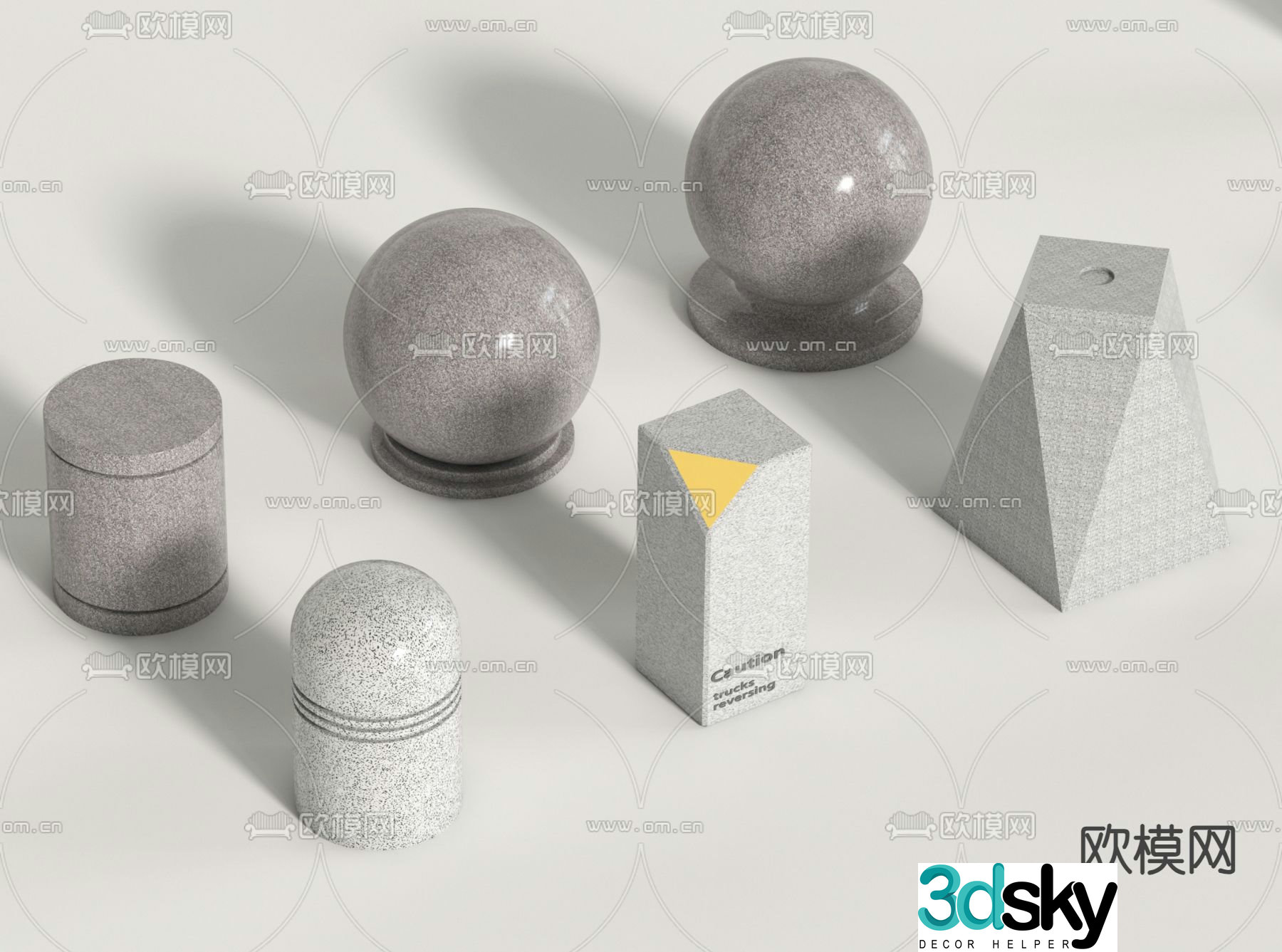 car blocking stone roadblock stone car blocking stone car stopping stone 3d model