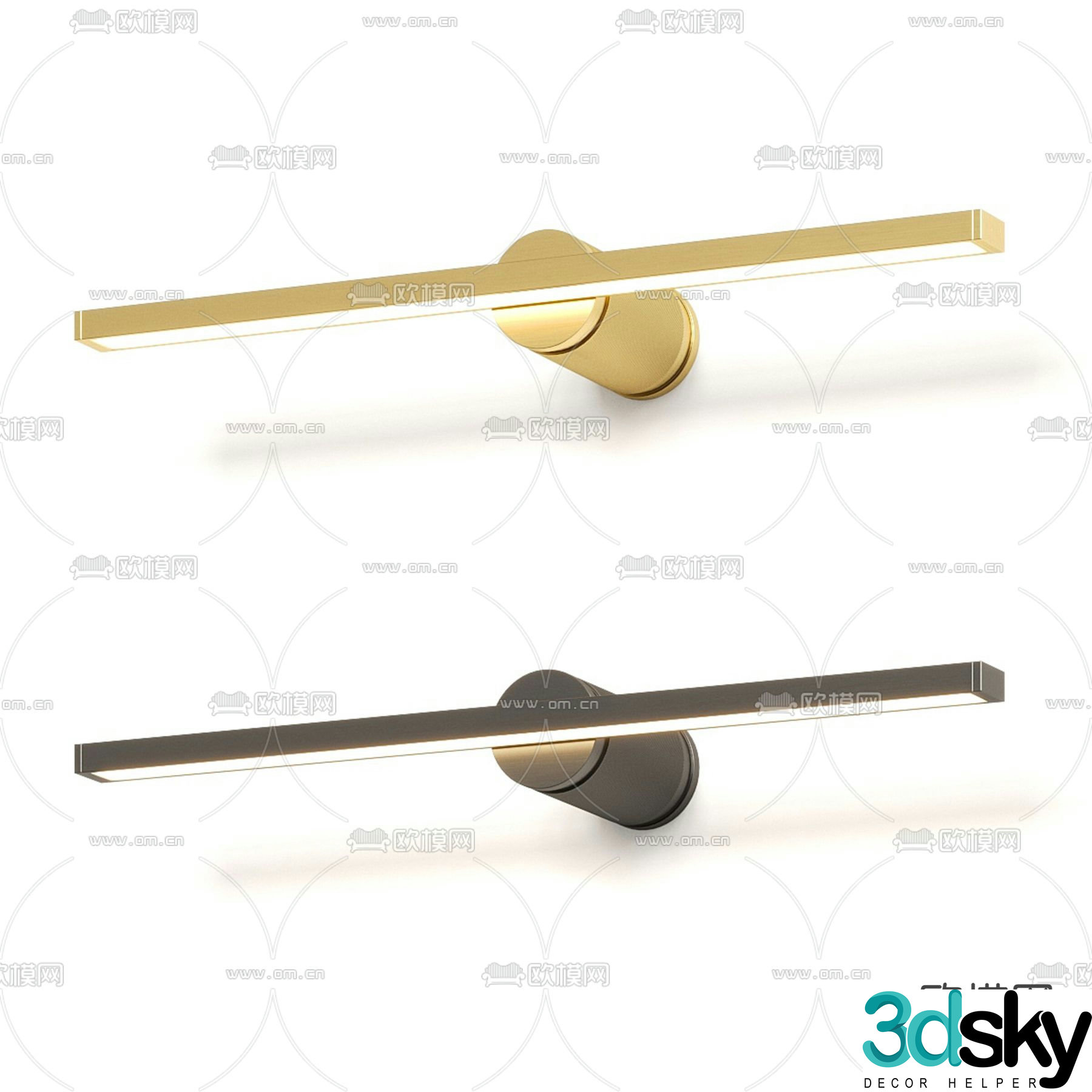 Long wall lamp mirror headlight 3d model