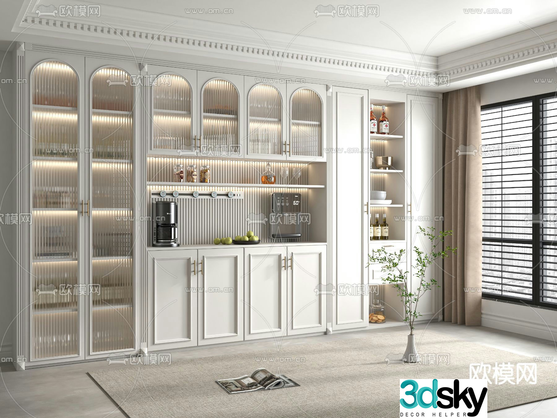 French wine cabinet sideboard 3D model