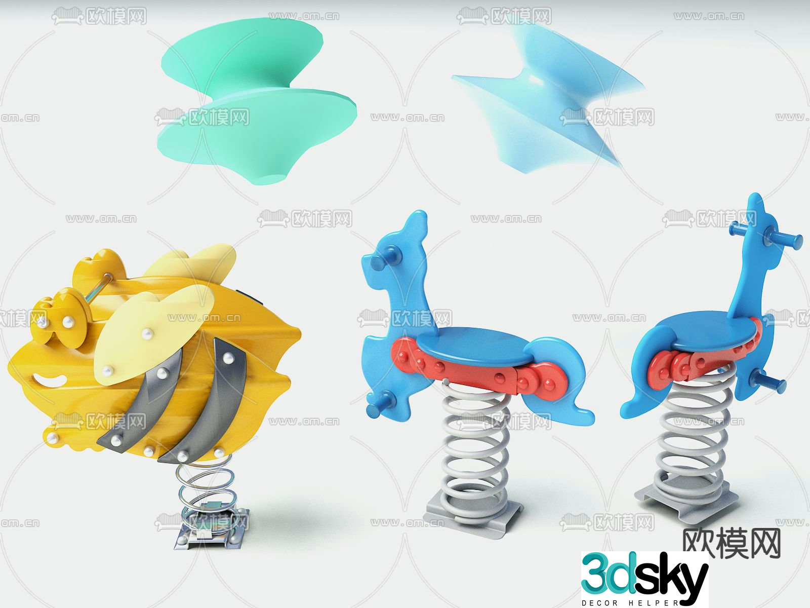 Trojan horse toy spring rocking horse 3d model
